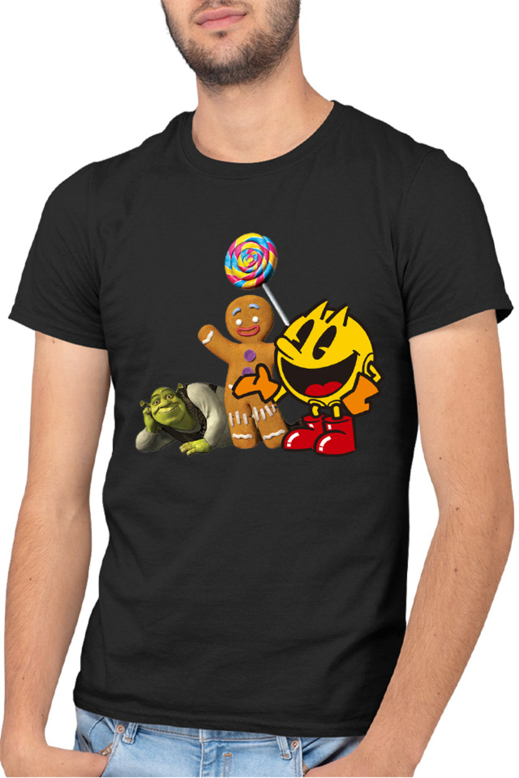 Tricou barbati Pac Man Shrek Cookie Happy
