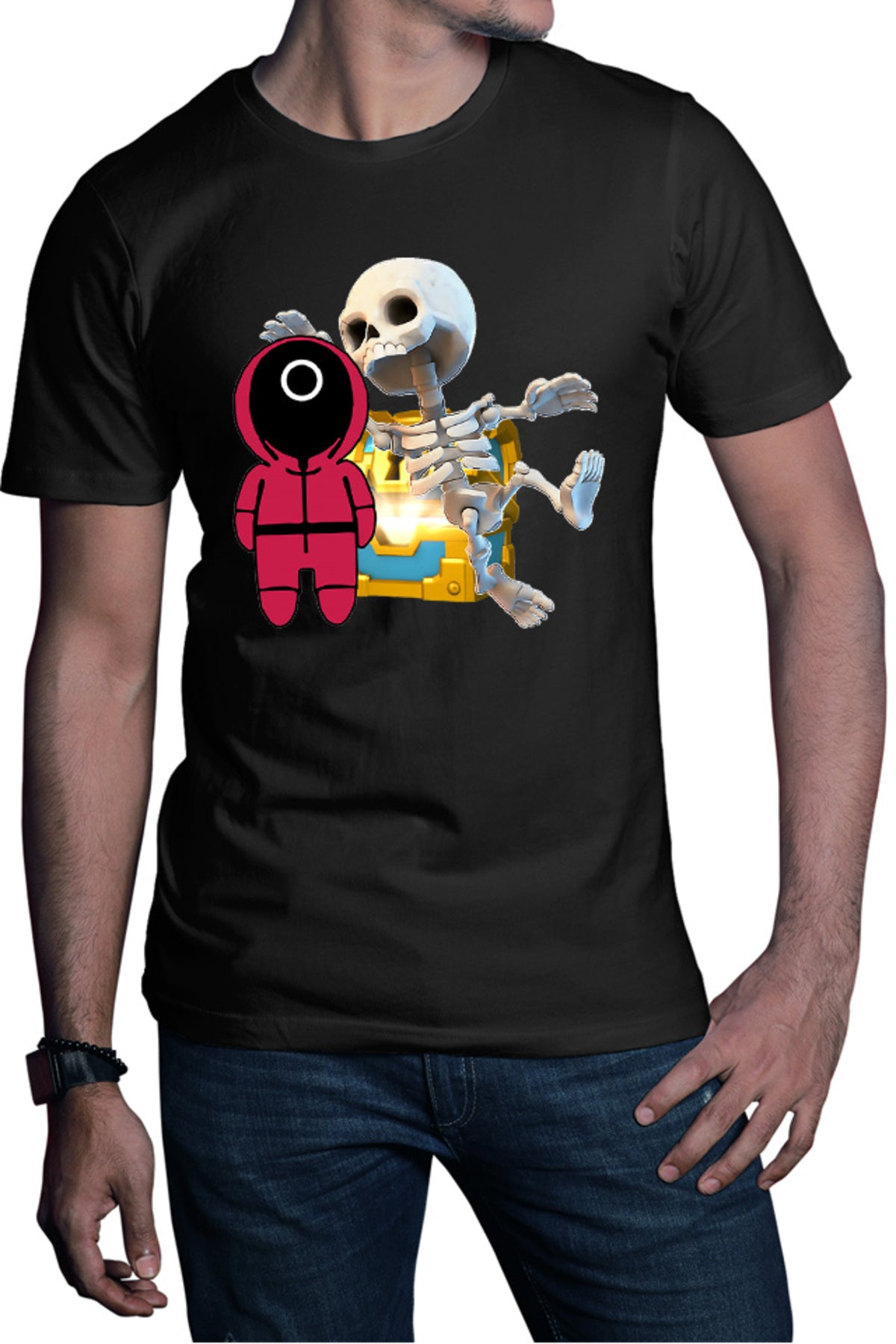 Tricou barbati Clash Royale Skeleton Chest Box Loot Squid Game Show