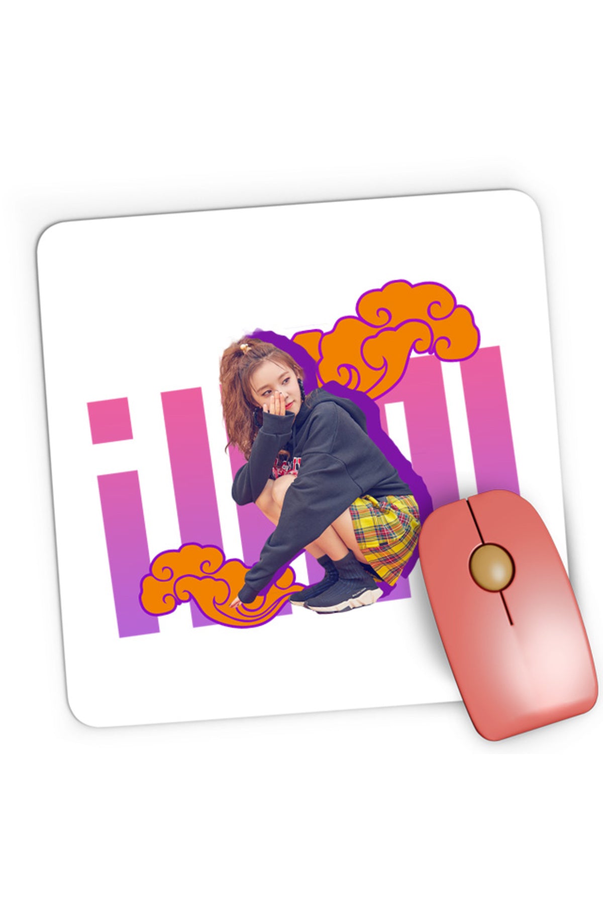 Mousepad Gaming I-DLE Clouds Chinese Korean Minimalist Cute, 21x19 cm