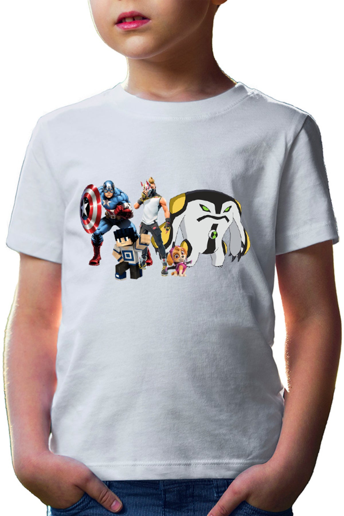 Tricou copii Captain America Fortnite Fox Skin Minecraft Steve Paw Patrol