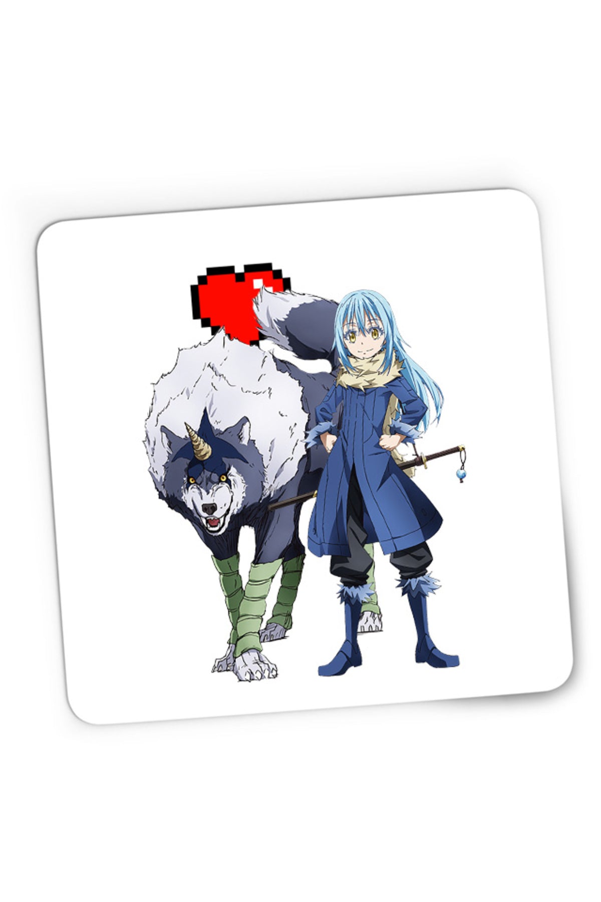 Mousepad Gaming TenSura Slime Isekai Rinmuru Ranga Minecraft Heart, 21x19 cm