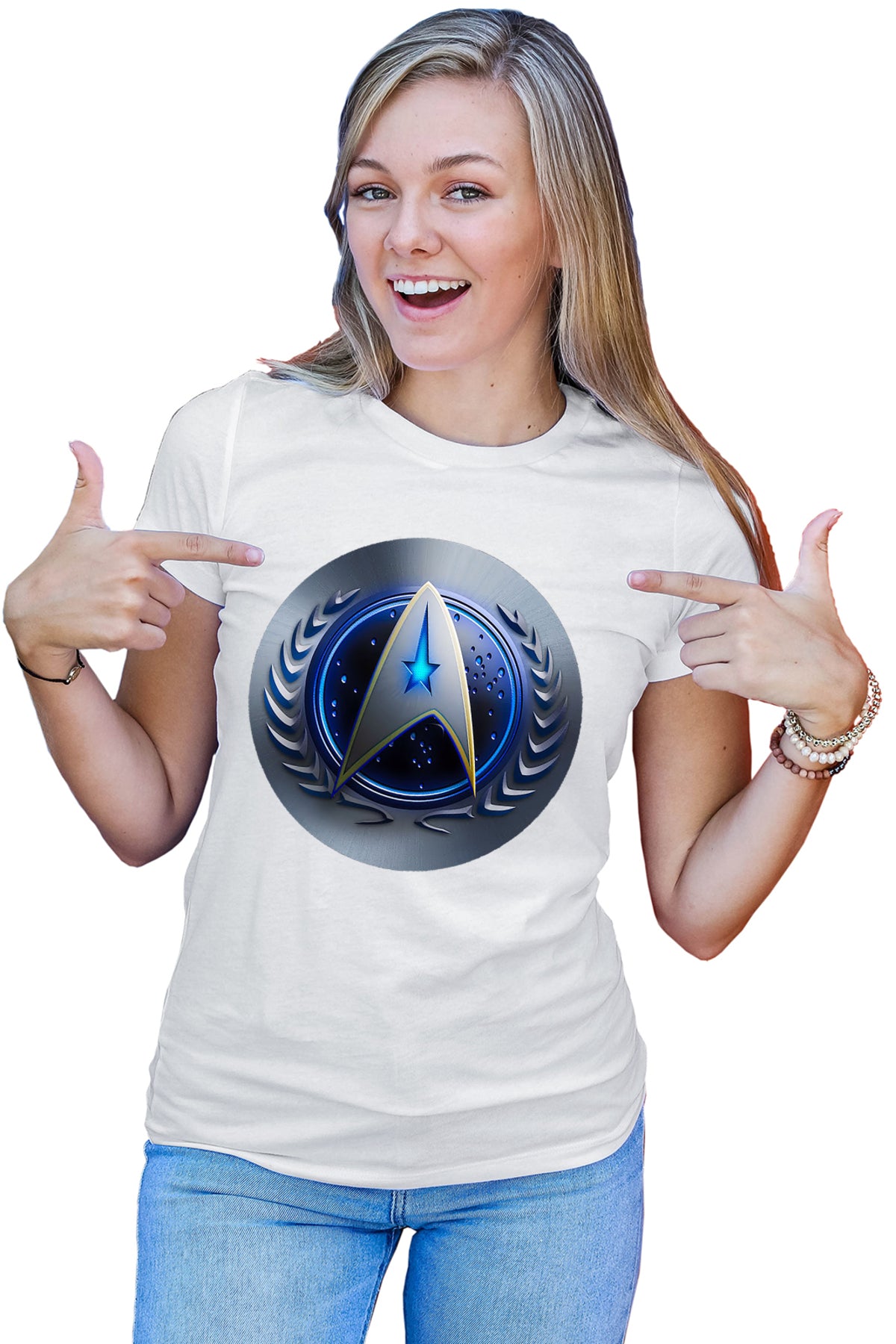 Tricou dama Star Trek Starft United Federation Planets Emblem