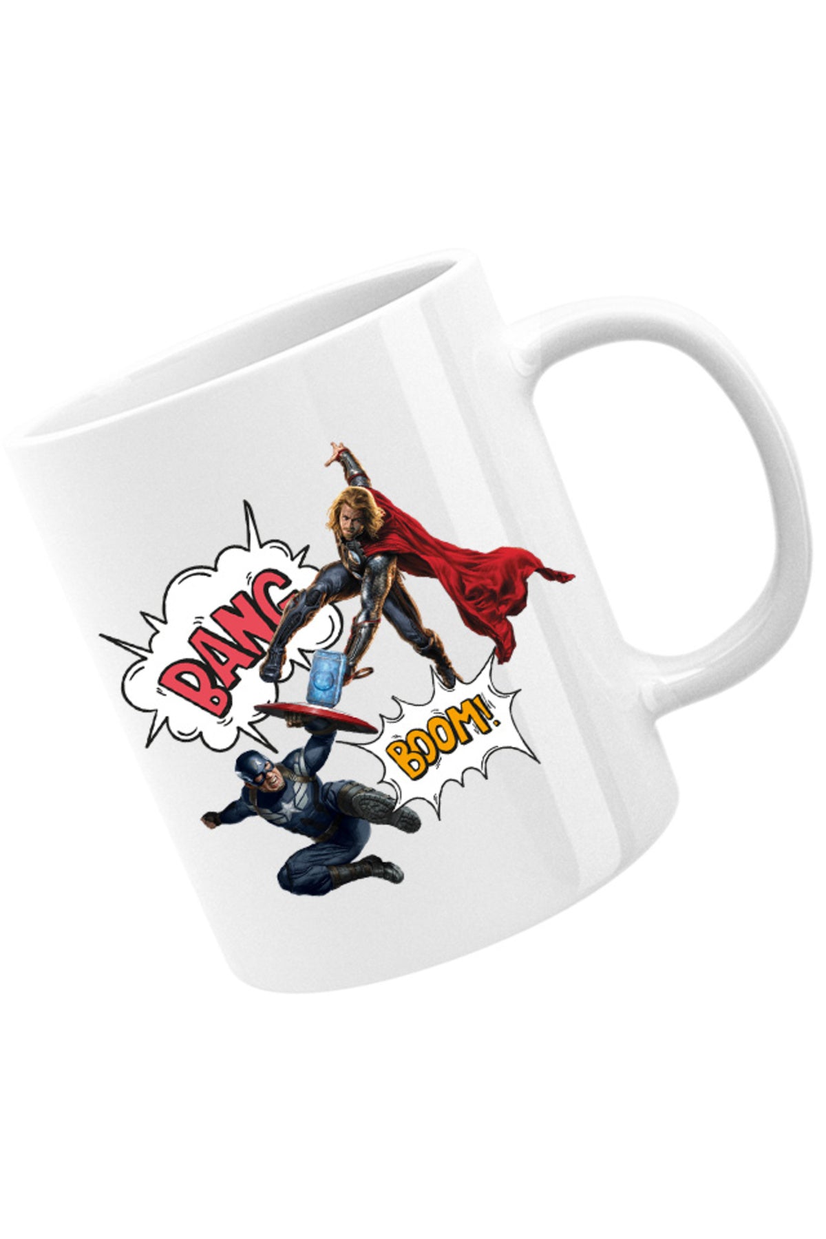 Cana Thor Captain America Fight Shield Hammer Comics Balloons, alba, 330 ml