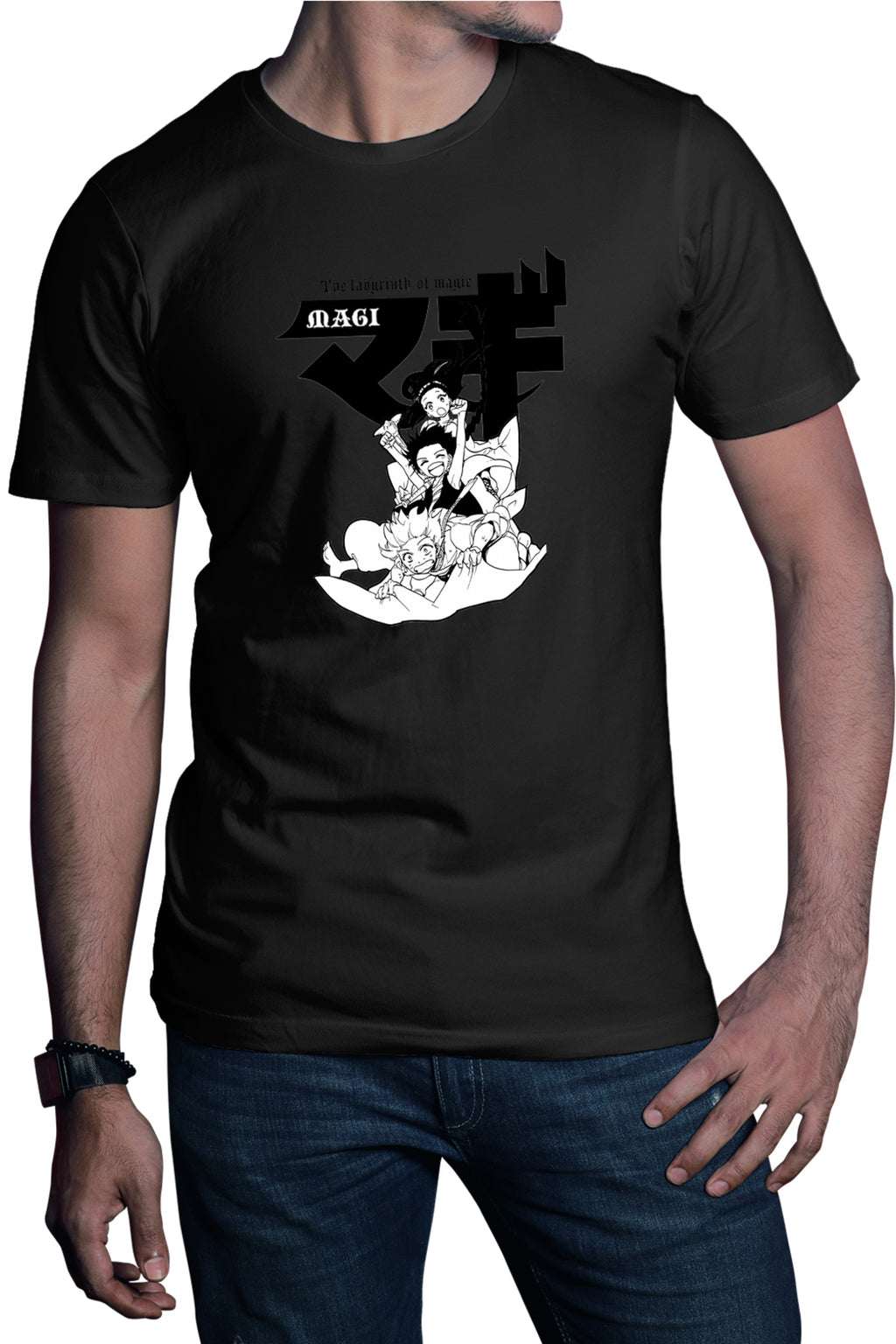 Tricou barbati Magi The Labyrinth of Magic Protagonists Group Manga White Black