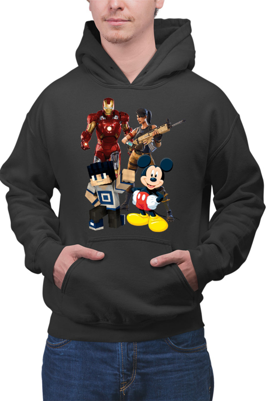 Hanorac barbati Ironman Mickey Mouse Minecraft Fortnite Games