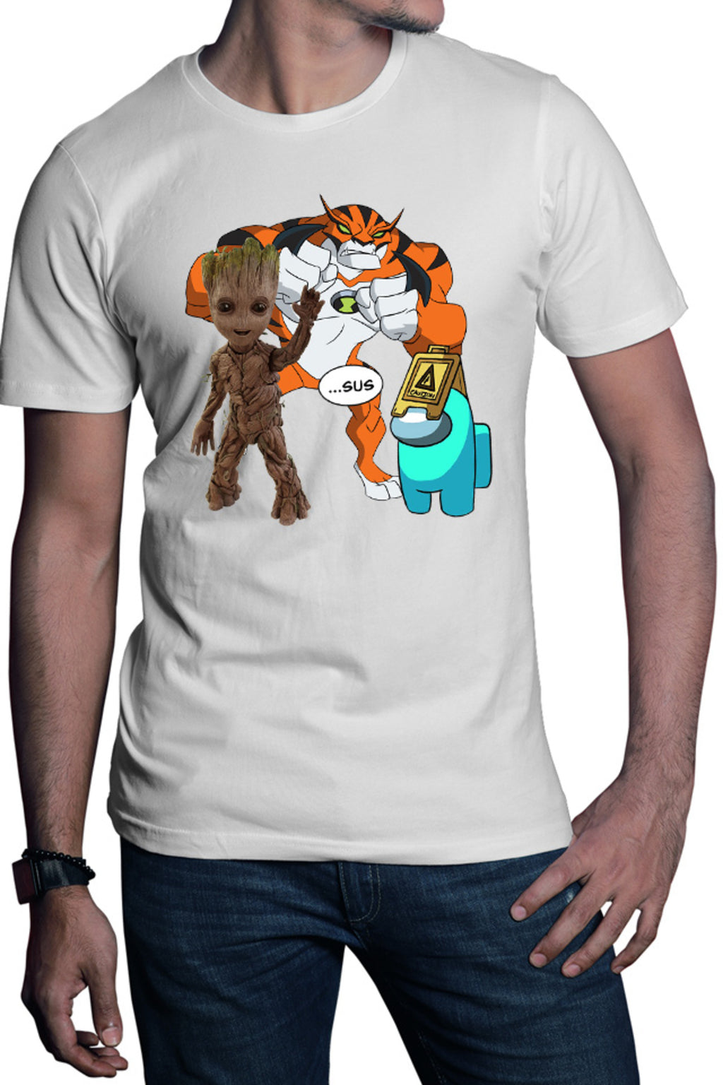Tricou barbati Baby Groot Ben 10 Huge Cat Among Us Sus