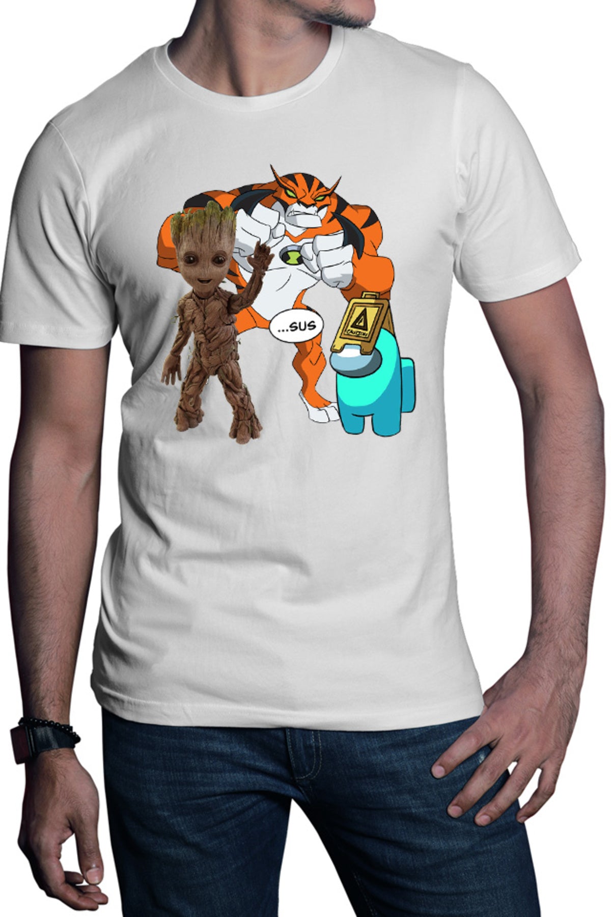 Tricou barbati Baby Groot Ben 10 Huge Cat Among Us Sus