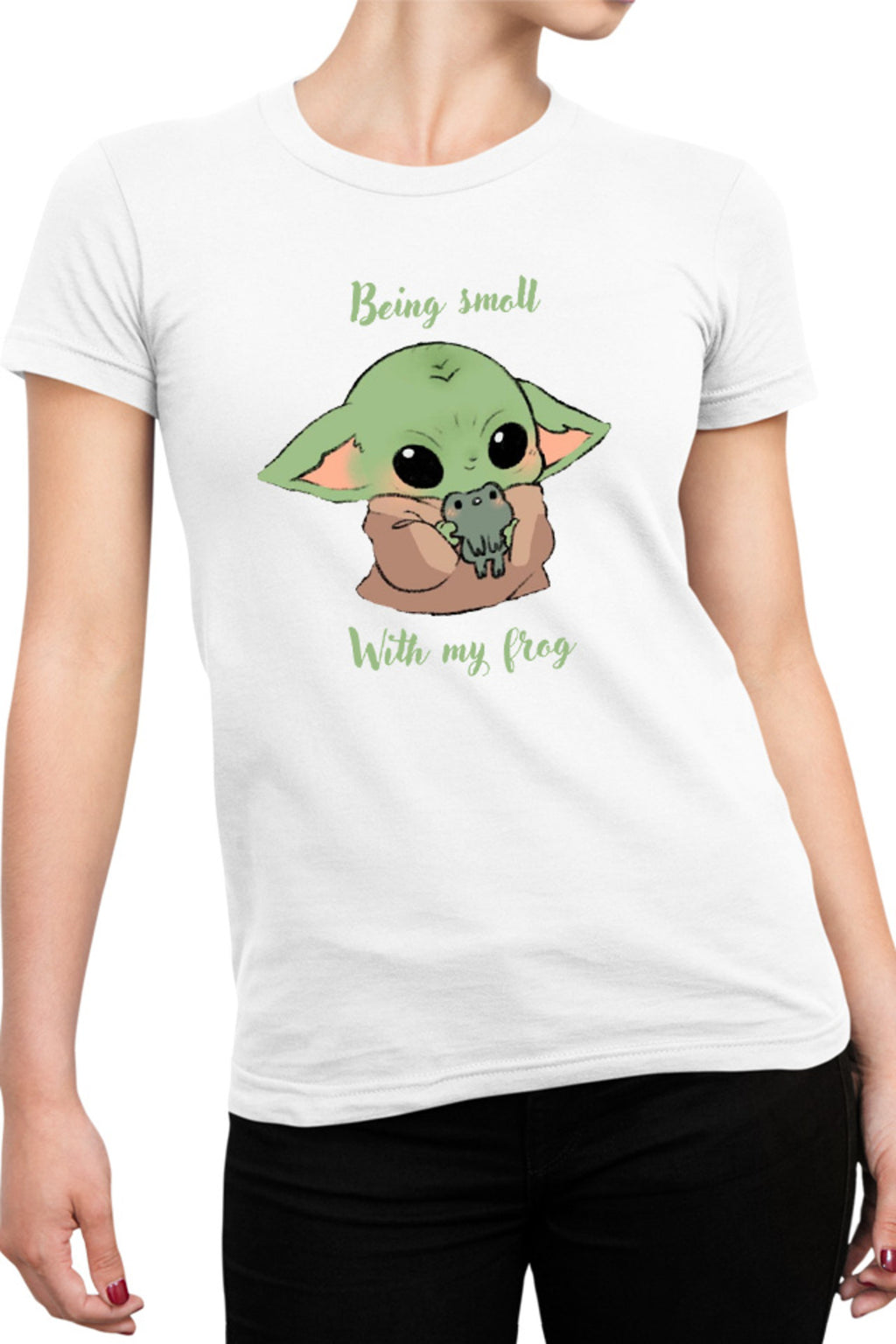 Tricou dama Baby Yoda Frog Eat Kawaii