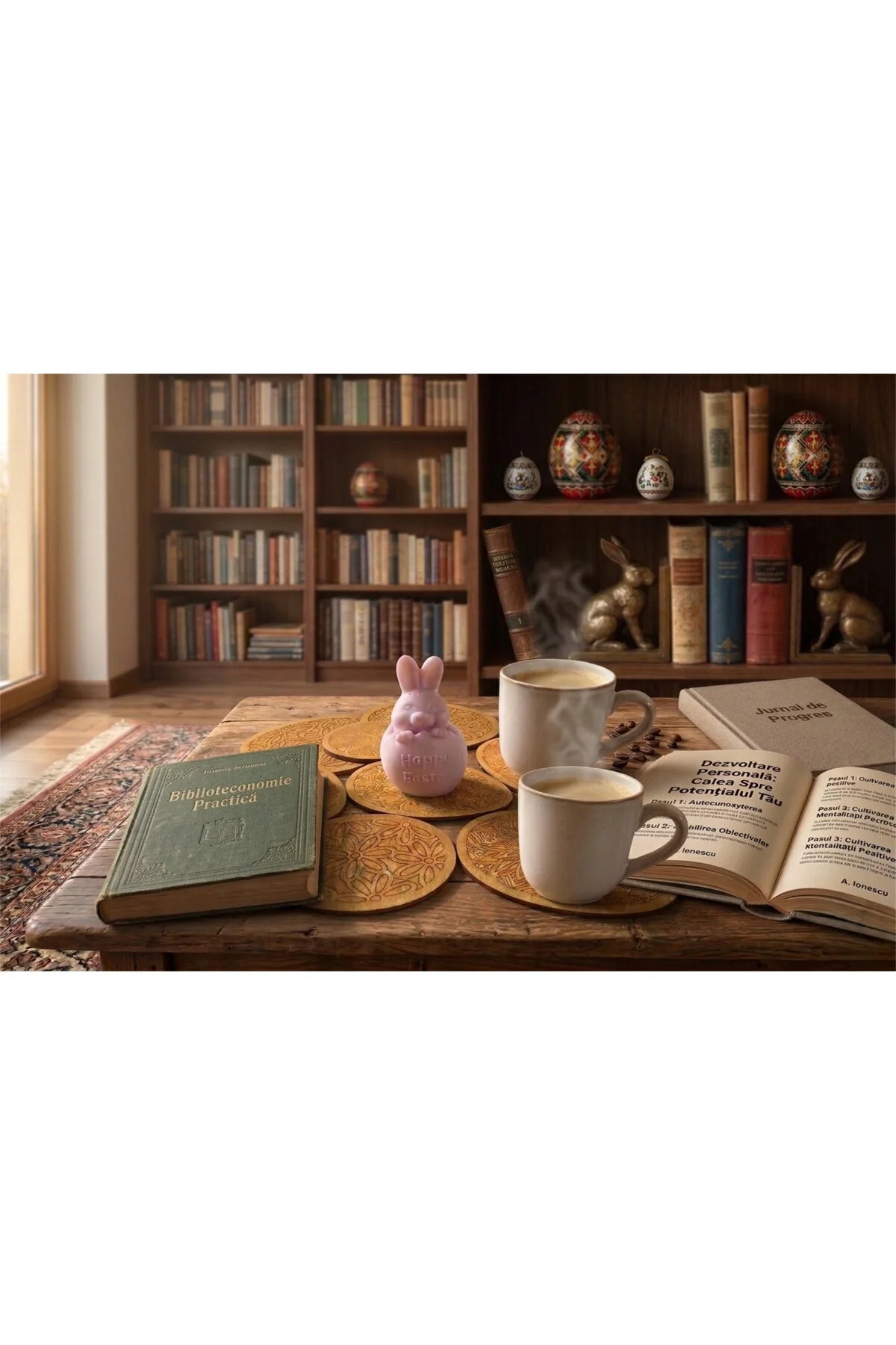 Set de Paște: Suport pentru pahare și Lumânări, Lumânare parfumată, Suport pentru pahare, Decor pentru masă
