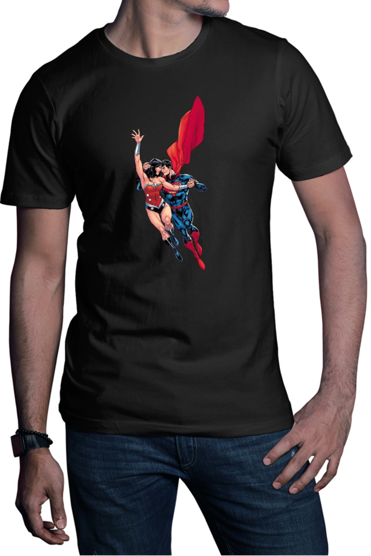Tricou barbati Wonder Woman Superman Super Lovers Fly Cape Save Protect