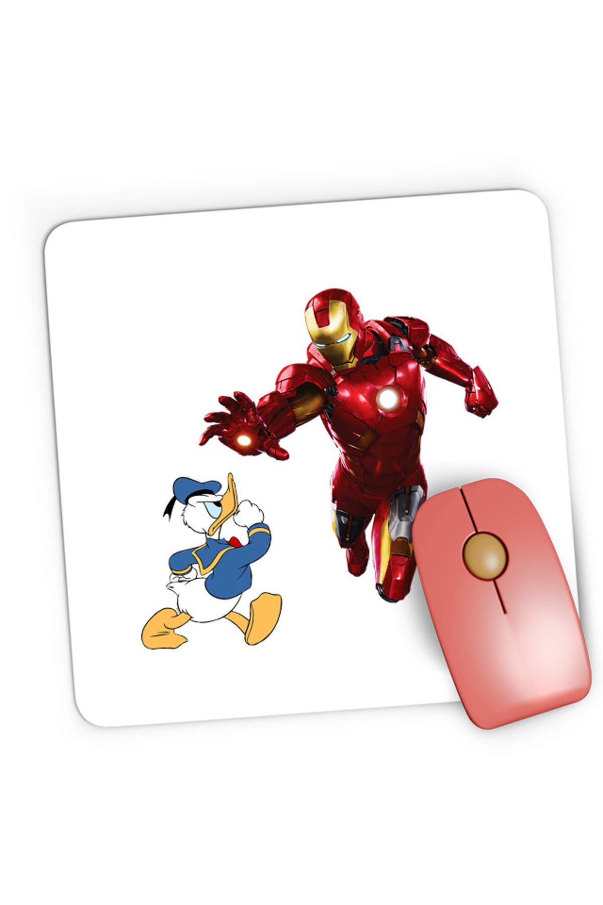 Mousepad Gaming Ironman Donald Duck Tony Stark Save World, 21x19 cm