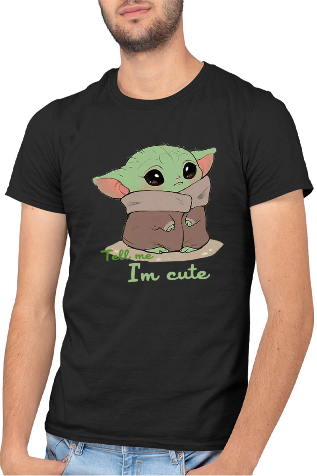 Tricou barbati Baby Yoda Angry Cute Mondorian