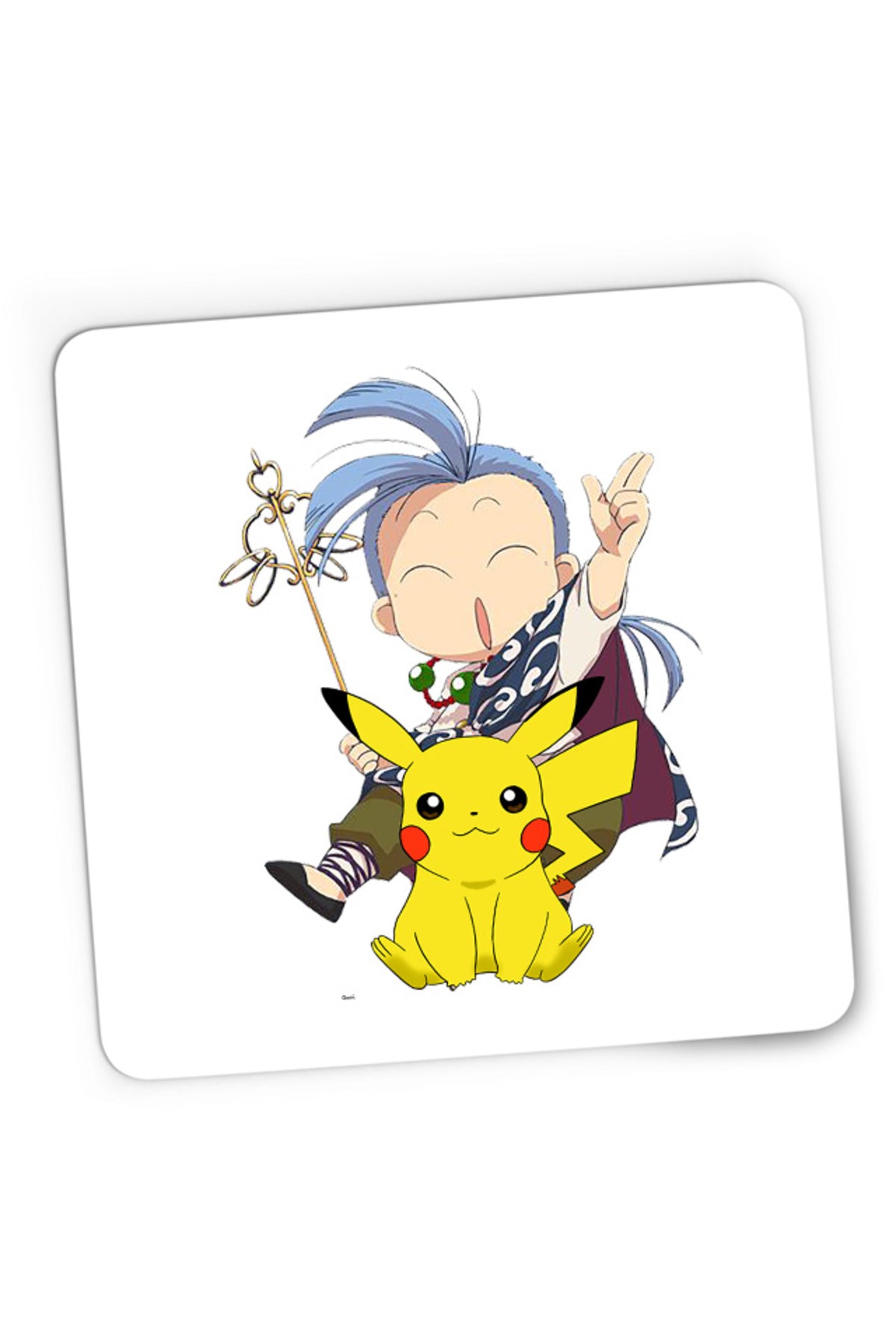 Mousepad Gaming Fushigi Yuugi Chichiri Chibi Pokemon Pikachu Monk, 21x19 cm