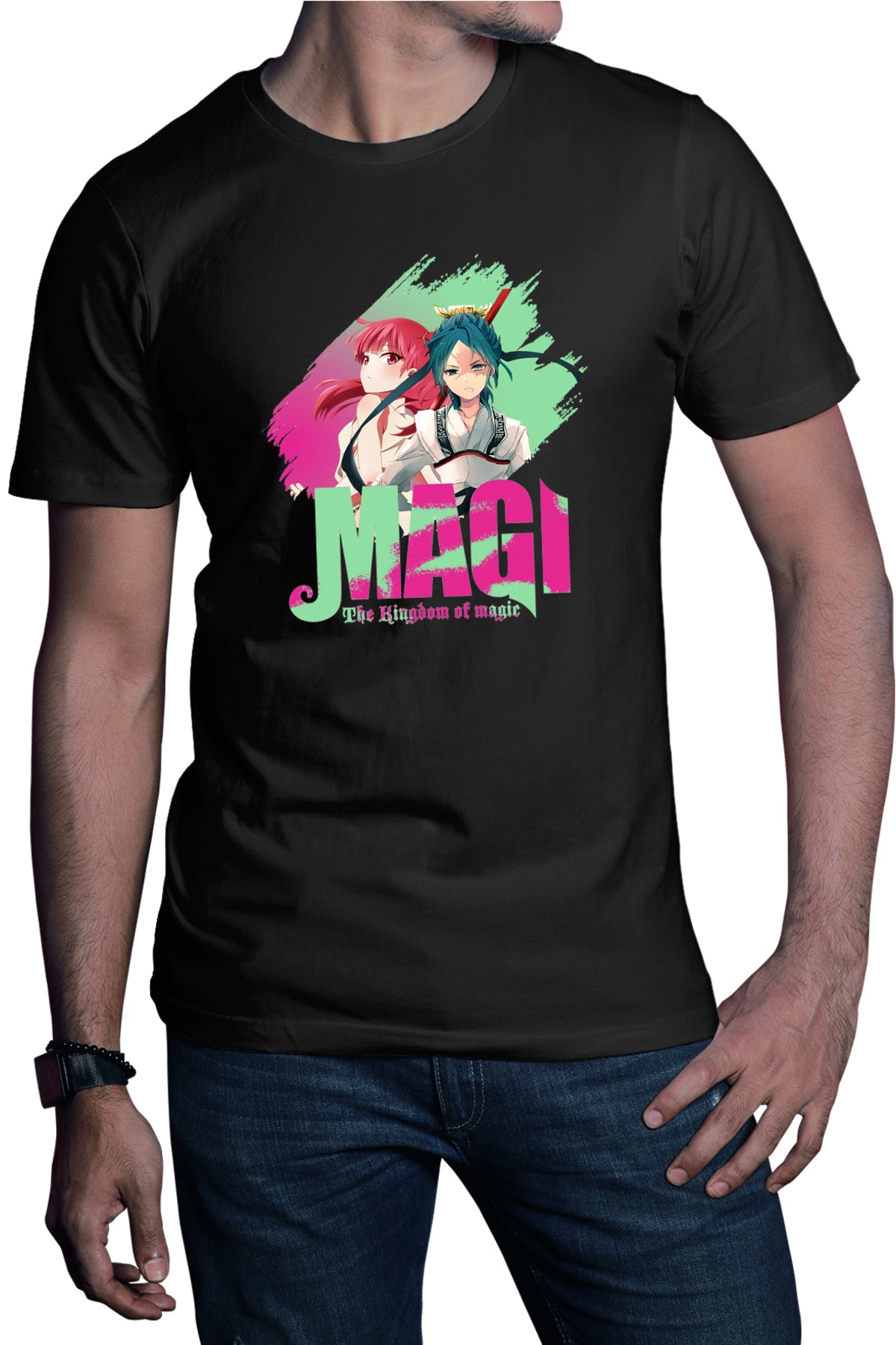 Tricou barbati Magi The Labyrinth of Magic Morgiana Hakuryuu Logo Brush