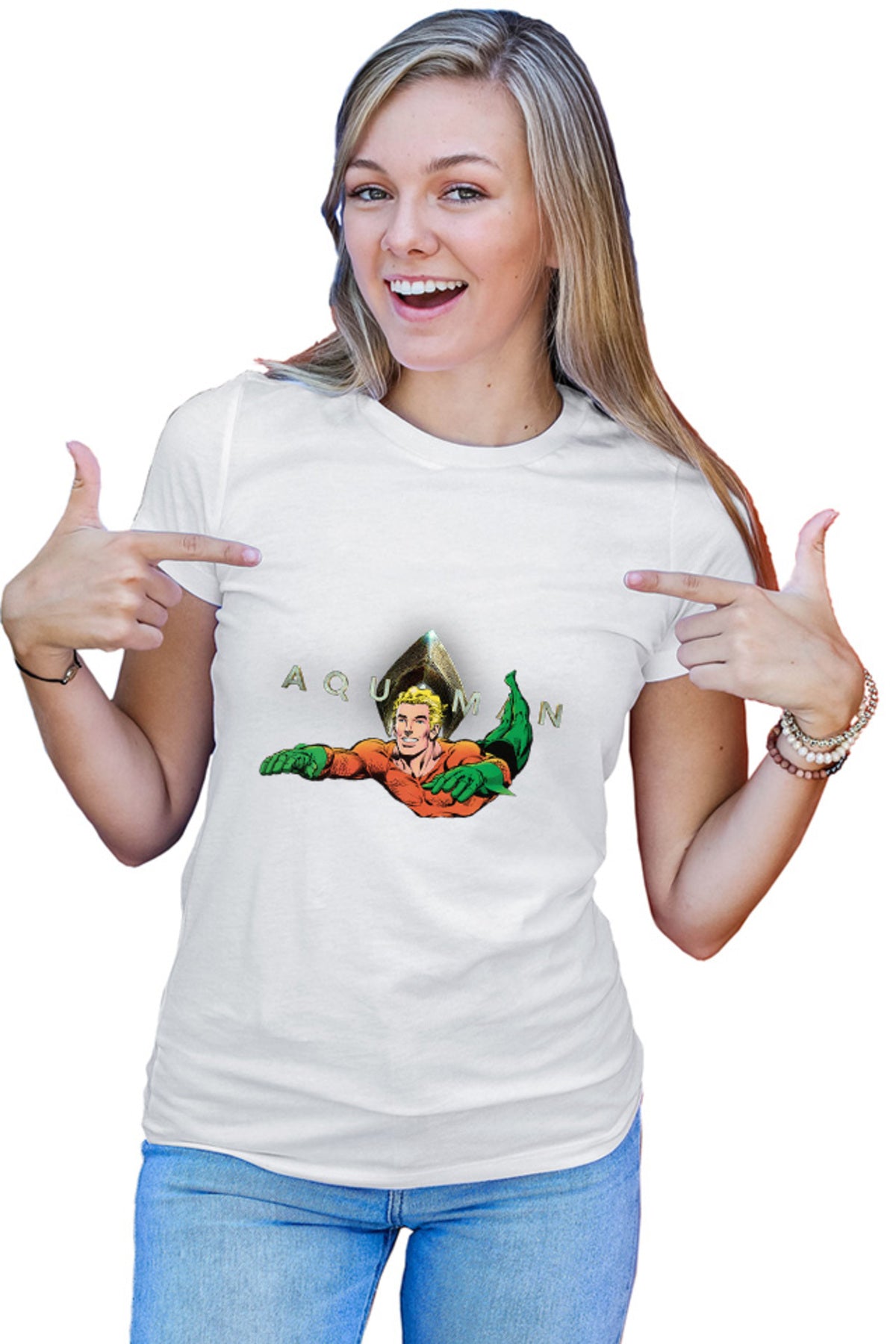 Tricou dama Aquaman Logo Jump Water Swim Hero Strong