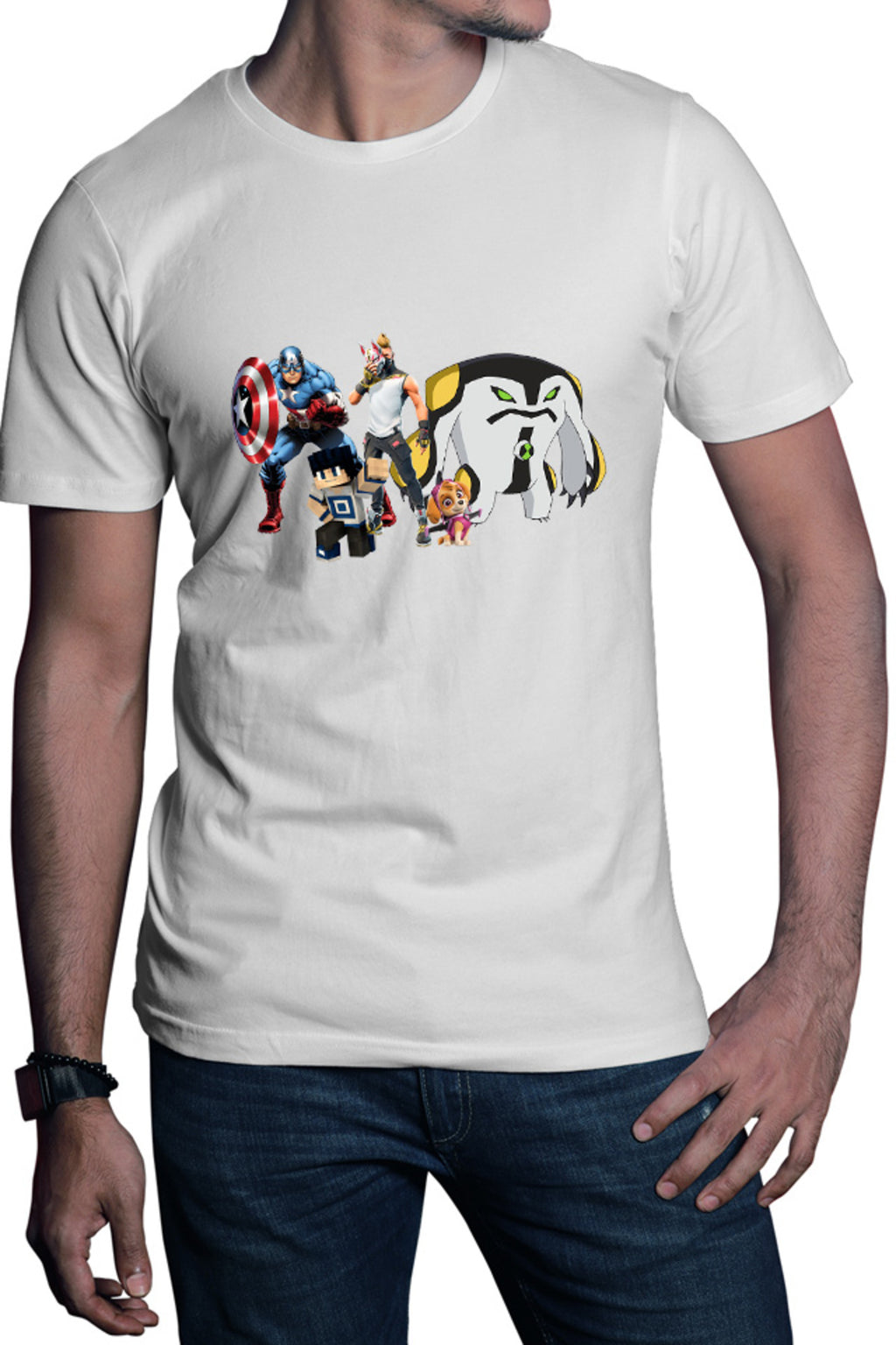 Tricou barbati Captain America Fortnite Fox Skin Minecraft Steve Paw Patrol