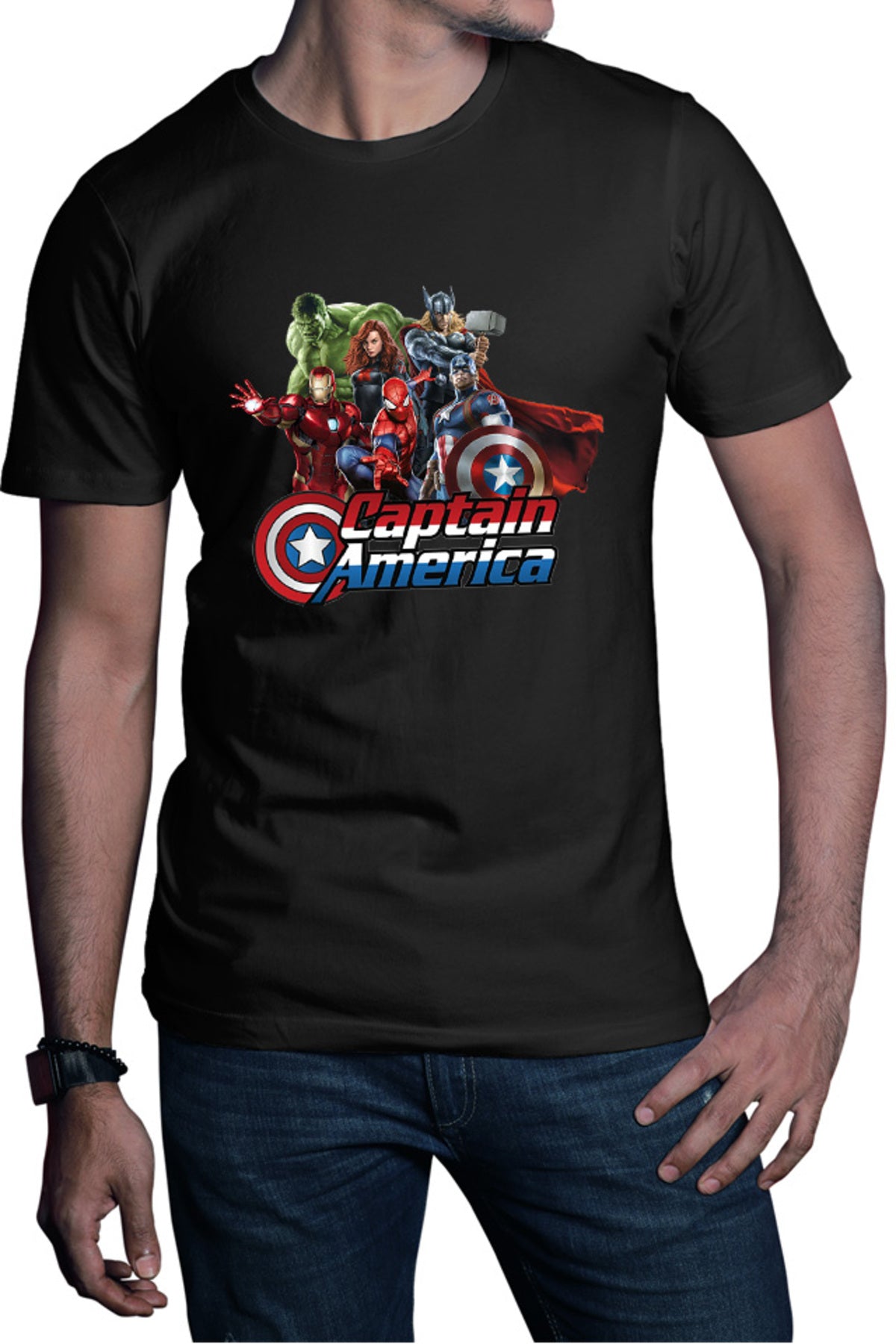 Tricou barbati Captain America Hulk Iron Man Catgirl Marvel DC Comics