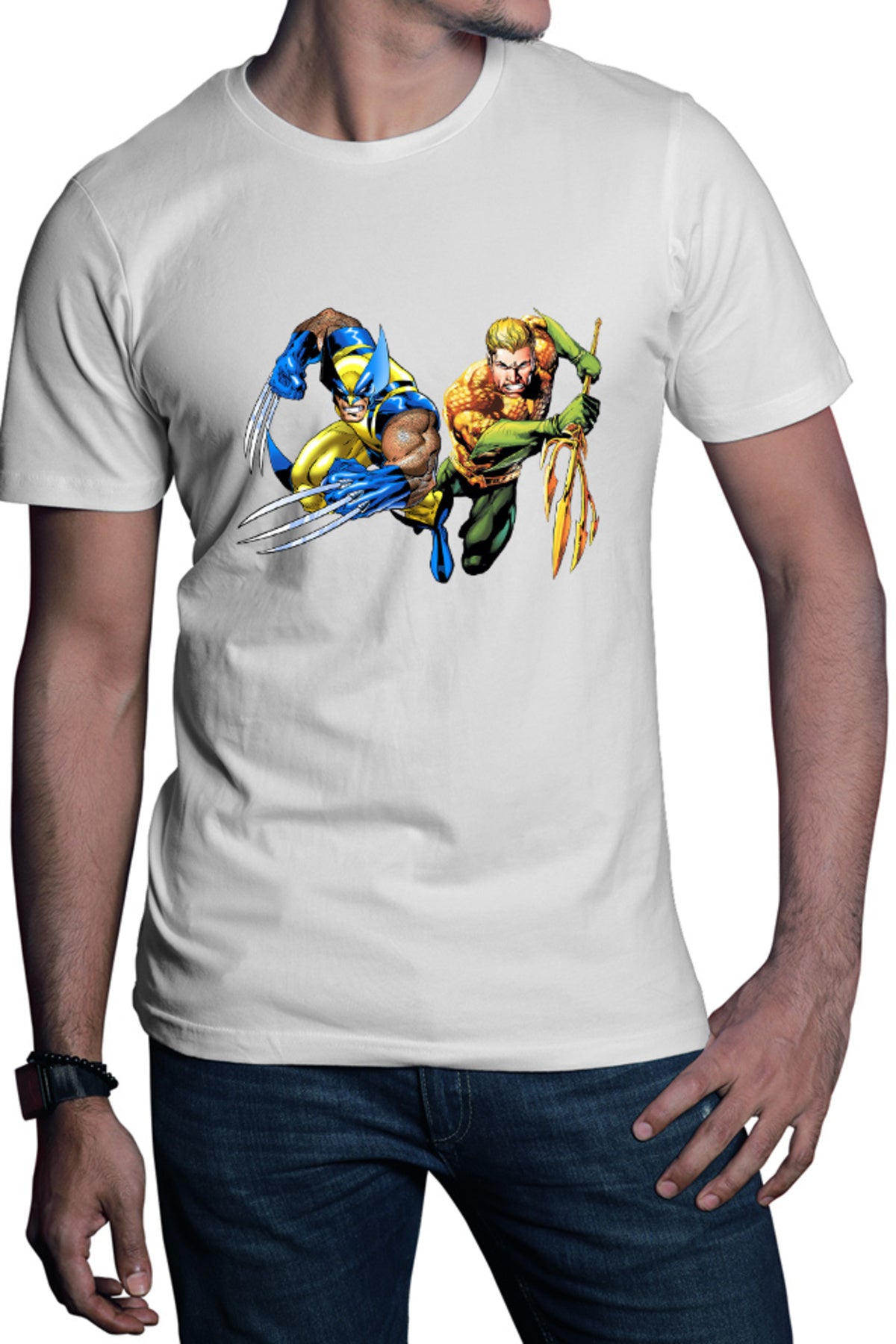 Tricou barbati Aquaman Wolverine Superhero Super Powers Wolf Cartoons DC