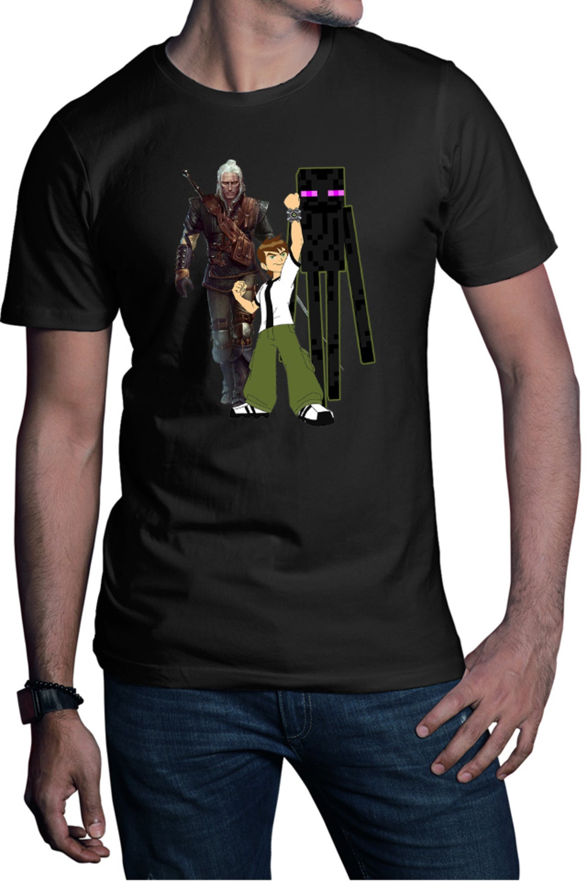 Tricou barbati Ben 10 Watch Minecraft Enderman Witcher Gerald Sword