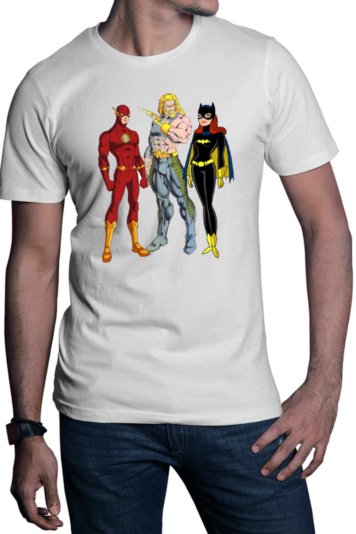 Tricou barbati Aquaman Batgirl Flash Comics Cartoons Water Action