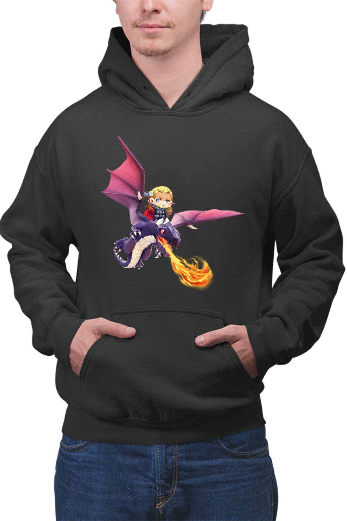 Hanorac barbati Clash of Clans Dragon Fire Thor Chibi Anime Version