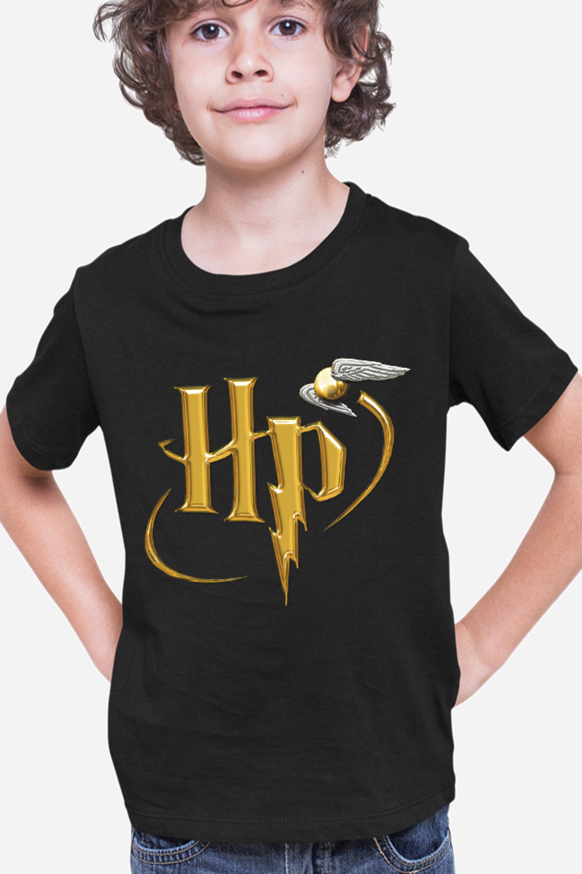 Tricou copii Harry Potter UK Logo Spirit Fly Mark Golden