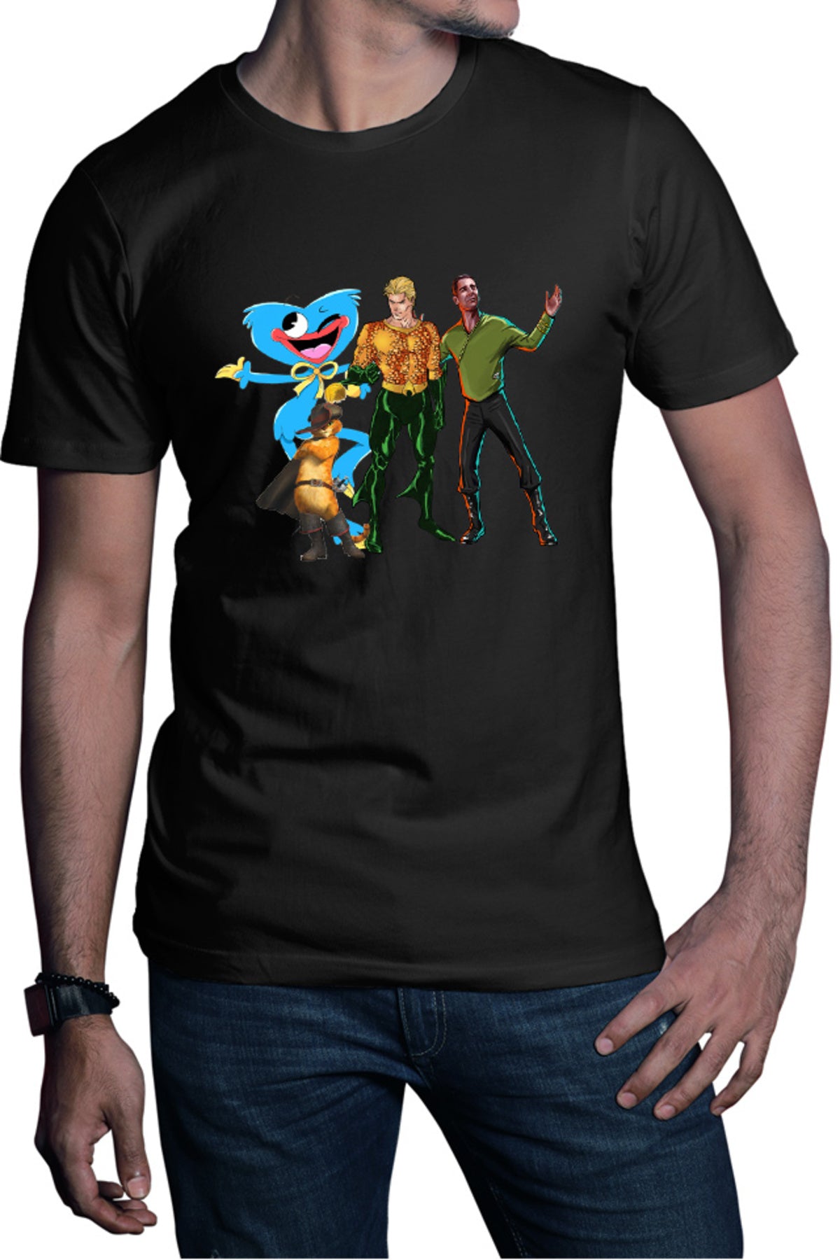 Tricou barbati Aquaman Huggy Wuggy Puss in the Boots Shrek Star Trek Crew