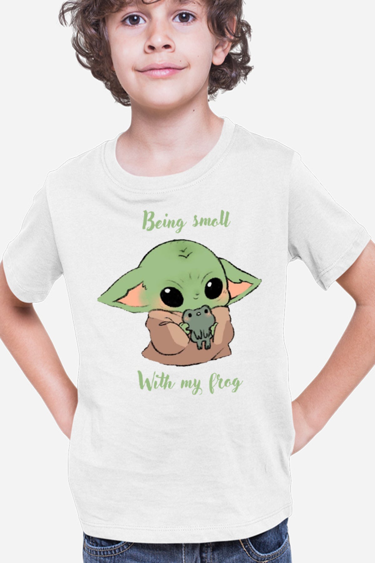 Tricou copii Baby Yoda Frog Eat Kawaii