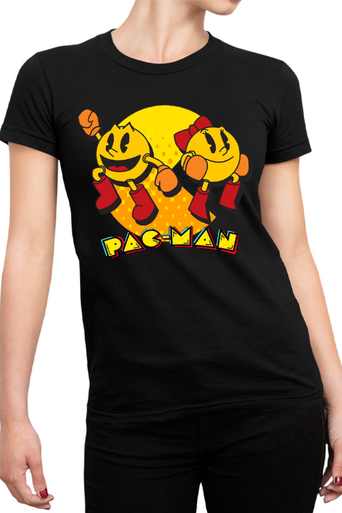 Tricou dama Pac Man Woman Logo Eat Game
