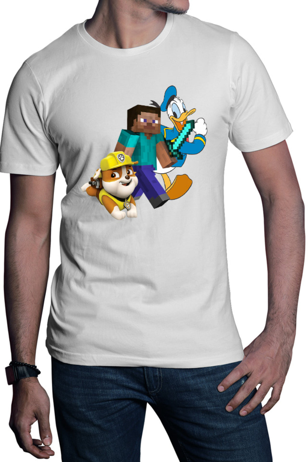 Tricou barbati Minecraft Paw Power Donalt Duck Steve Gameplay