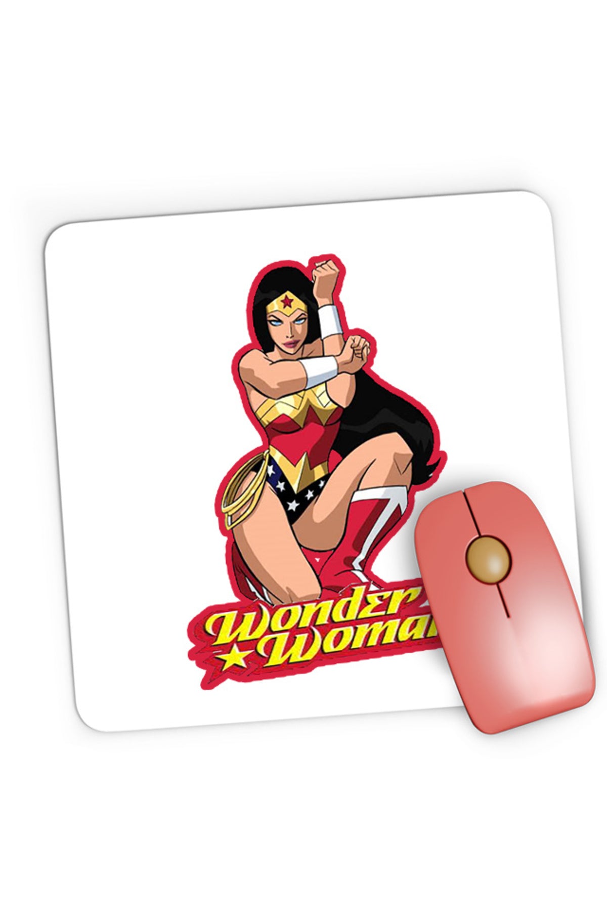 Mousepad Gaming Wonder Woman Red Lady Cartoon English Power Star, 21x19 cm