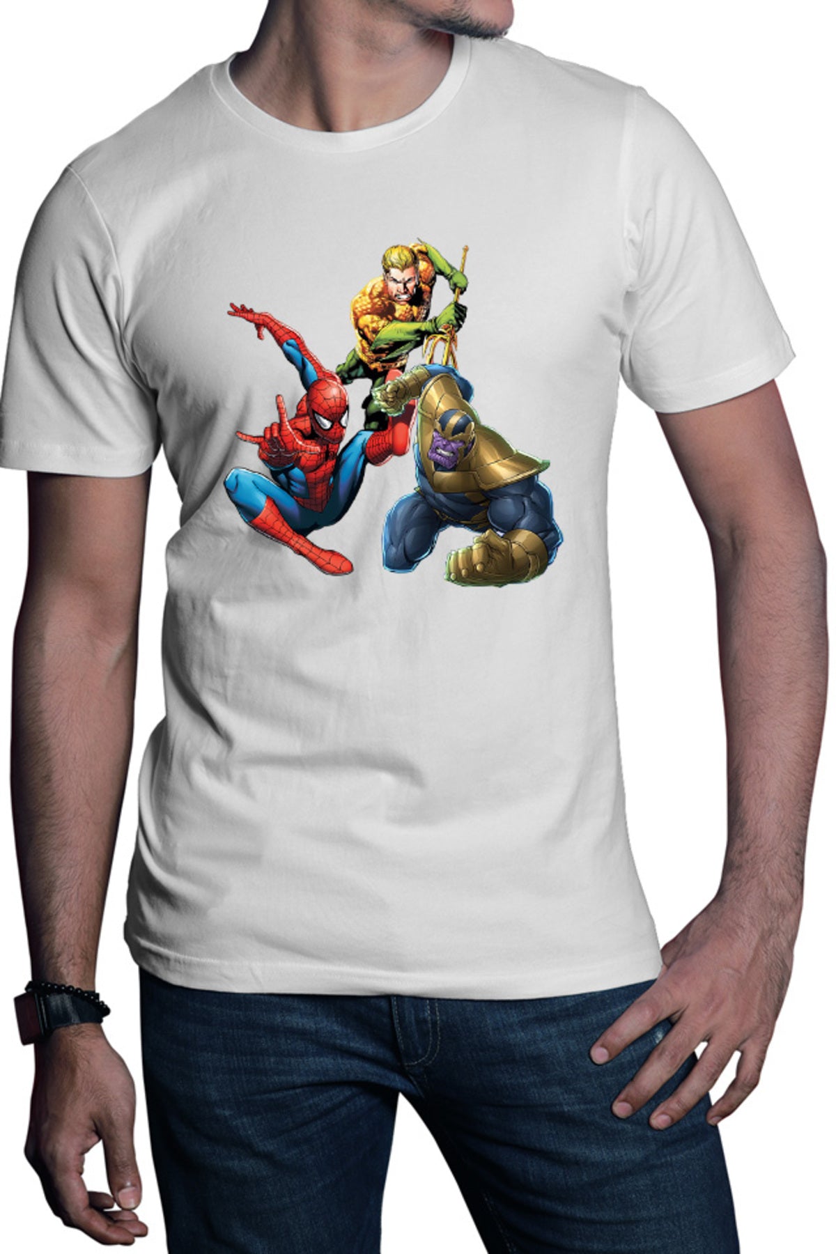 Tricou barbati Spiderman Aquaman Thanos Save Earth