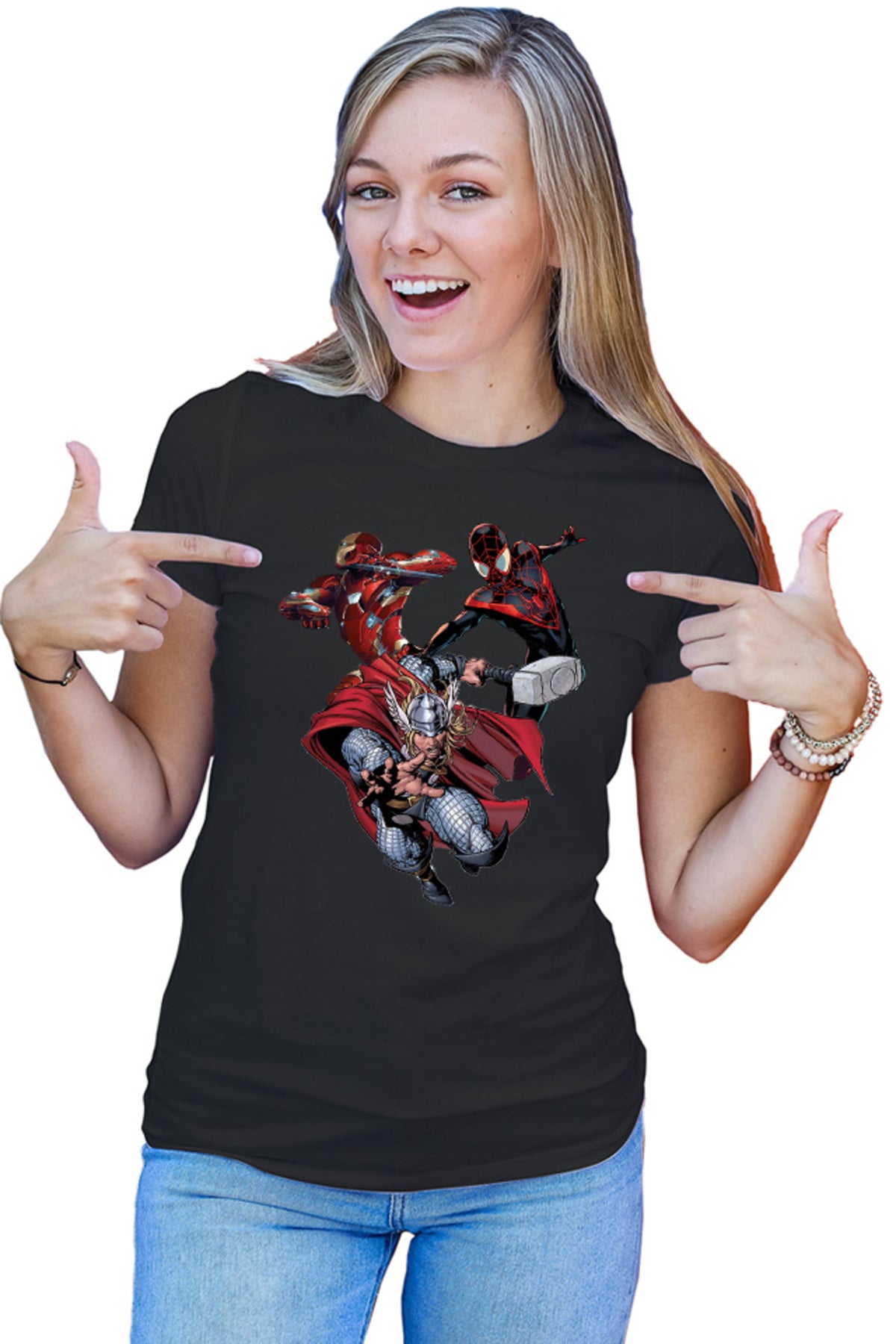 Tricou dama Ironman Thor Spiderman Thunder God Cartoons