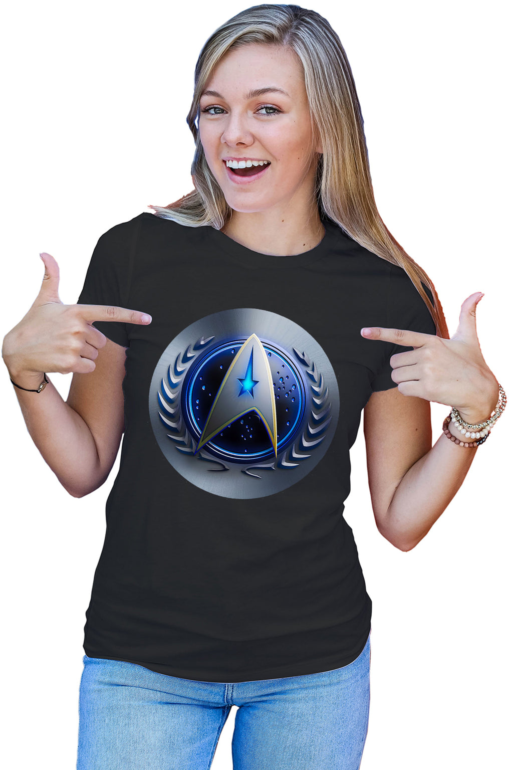 Tricou dama Star Trek Starft United Federation Planets Emblem
