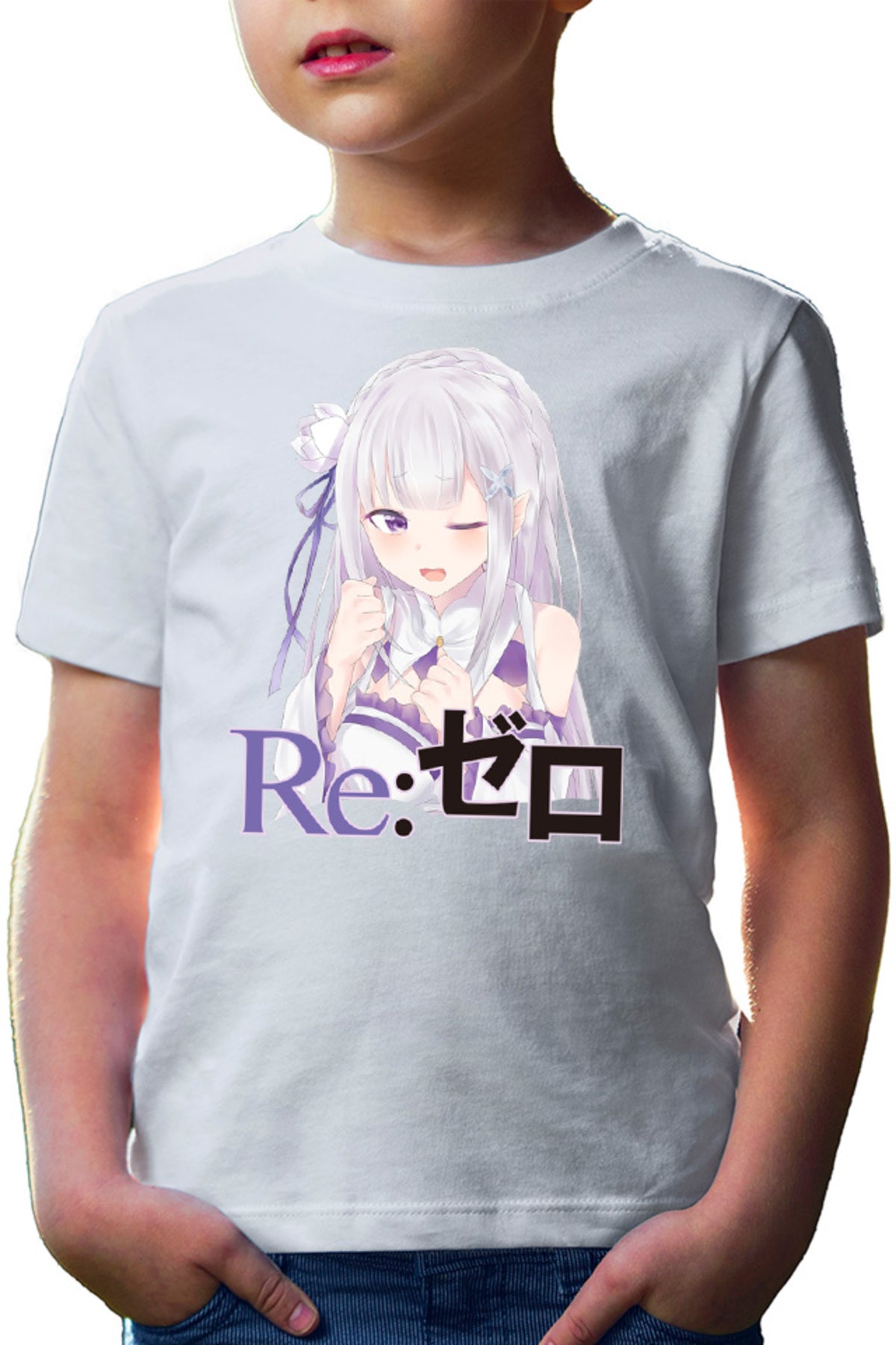 Tricou copii Re Zero Emilia Neko Magic Princess Otaku Isekai