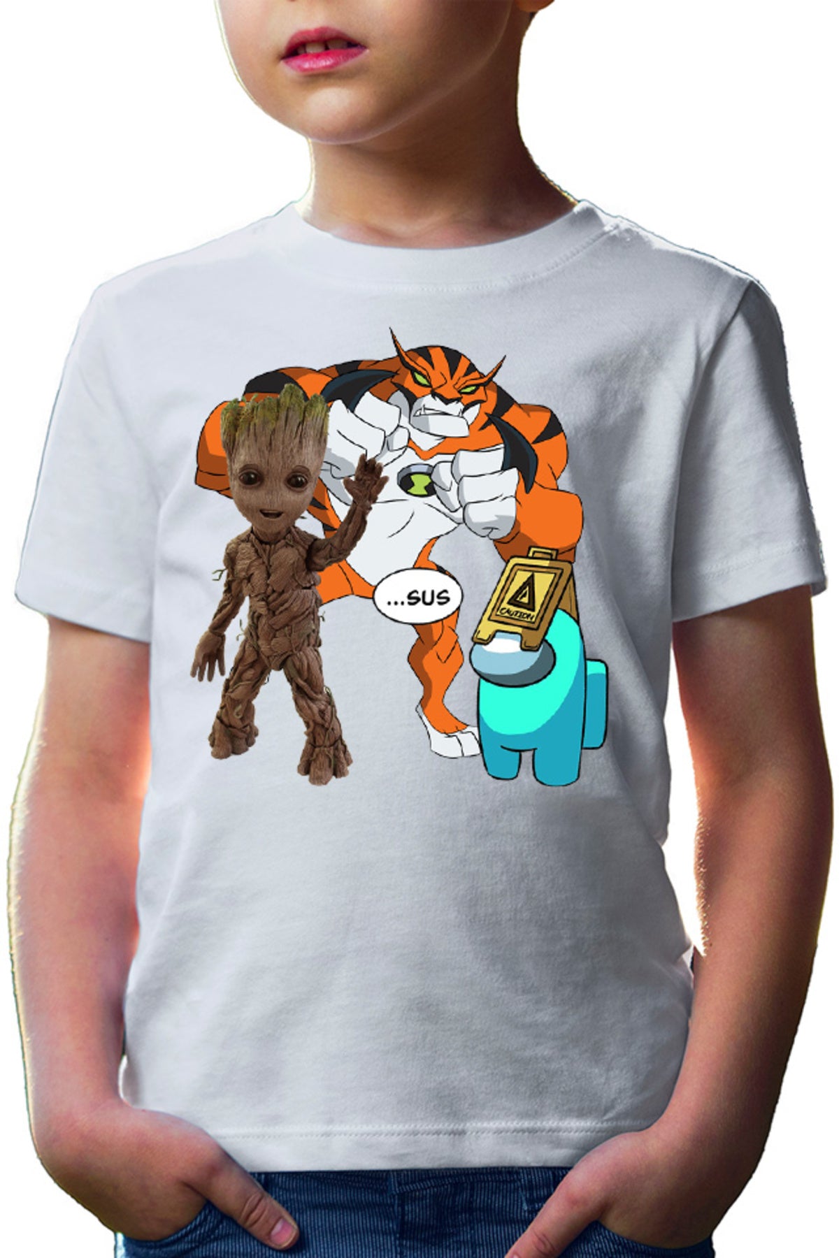 Tricou copii Baby Groot Ben 10 Huge Cat Among Us Sus