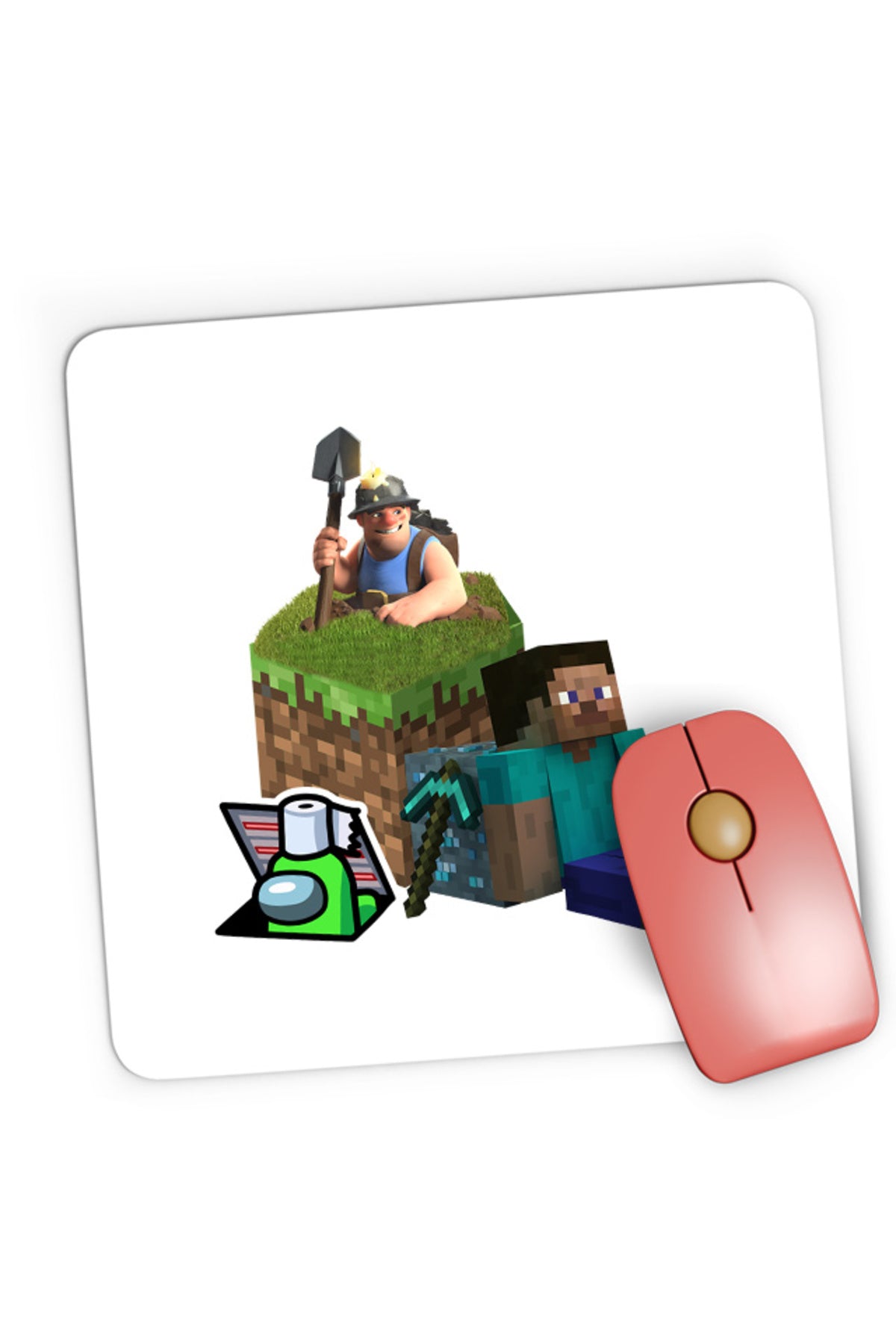 Mousepad Gaming Clash of Clans RNG Minecraft Open World Among Us, 21x19 cm
