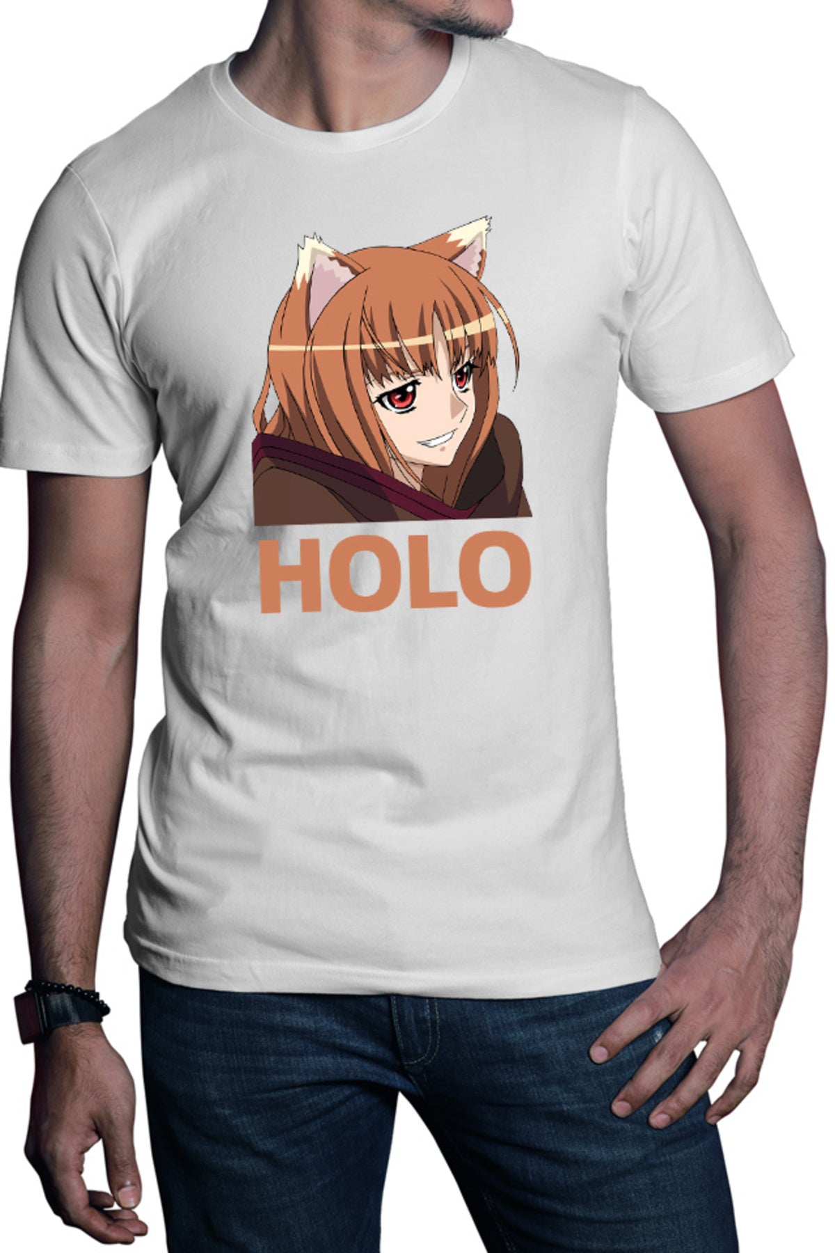 Tricou barbati Spice And Wolf Holo Funny Face Anime Japan