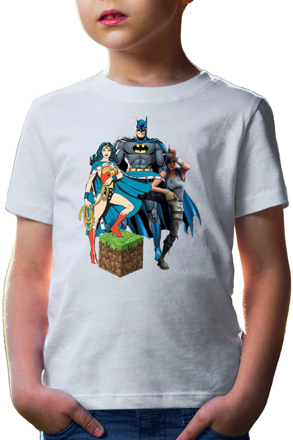 Tricou copii Wonder Woman Minecraft Grass Cube Batman Fortnite Dance