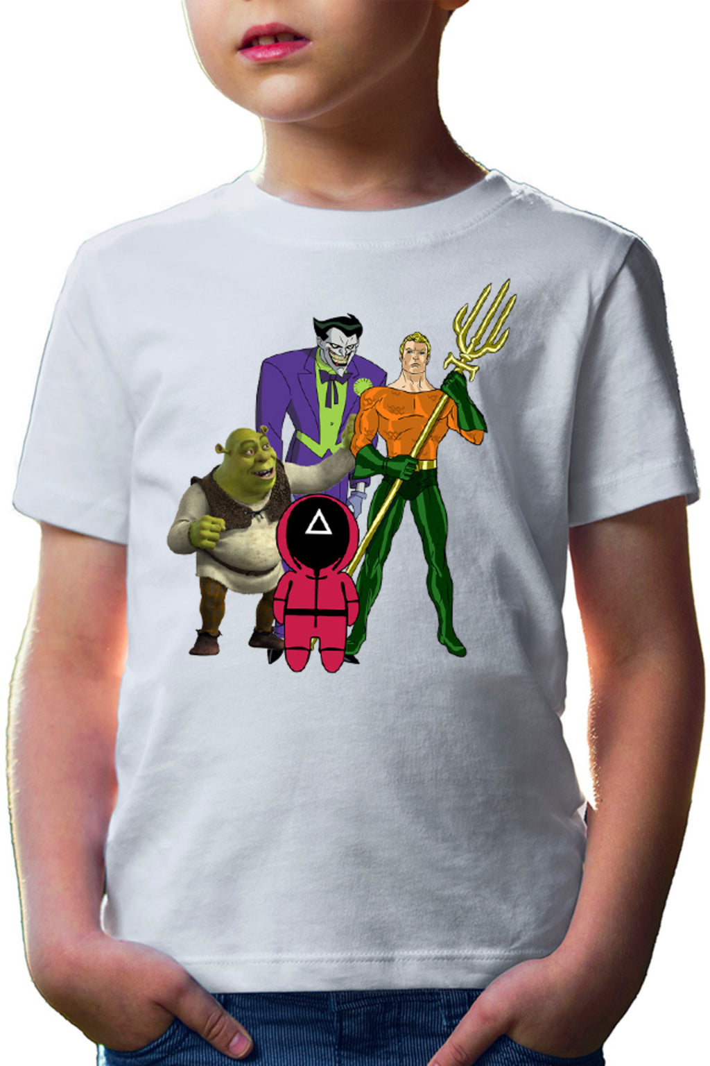 Tricou copii Aquaman Squid Games Shrek Joker Comics Batman Marvel