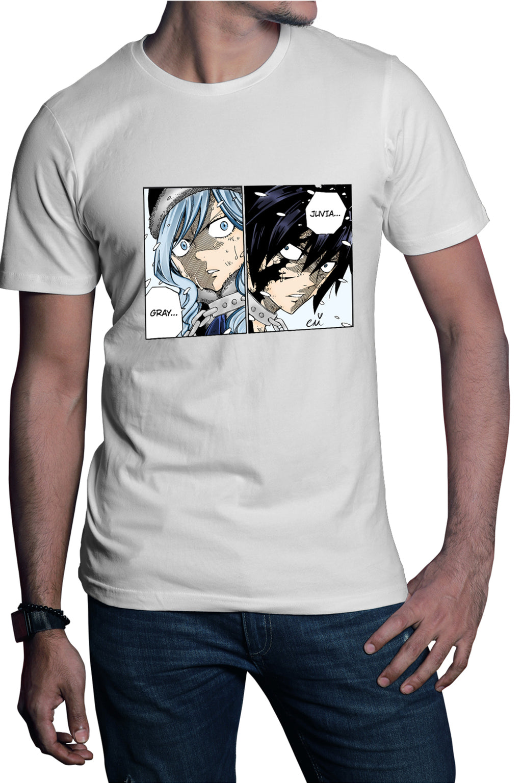 Tricou barbati Fairy Tail Otaku Manga Gray