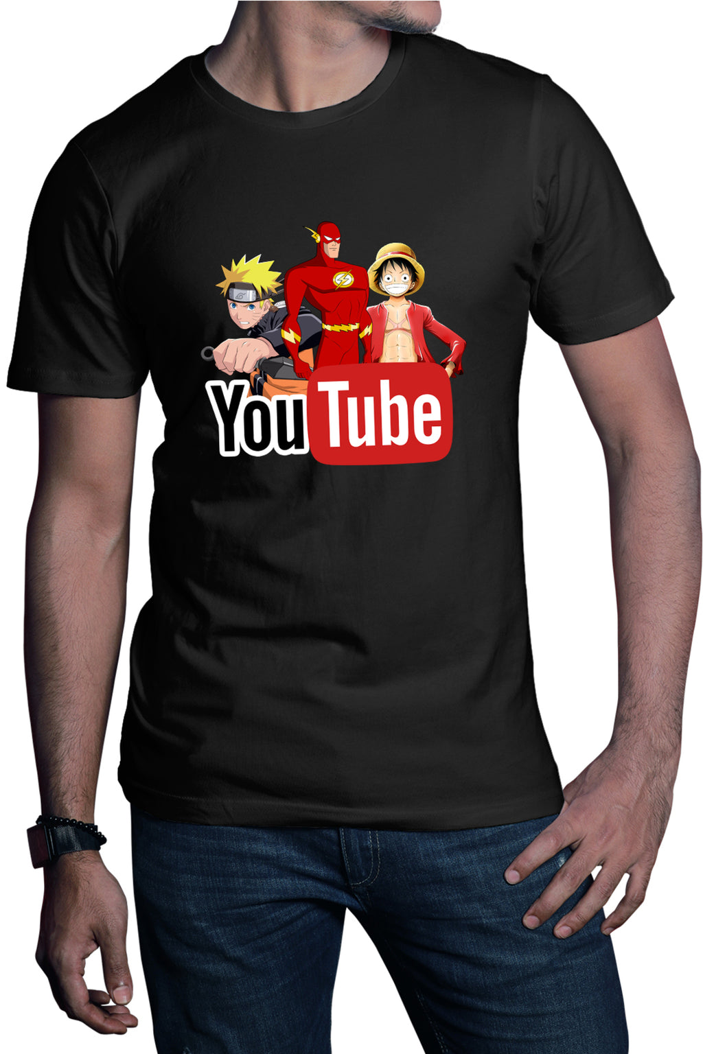 Tricou barbati The Flash Naruto One Piece Anime Cartoon