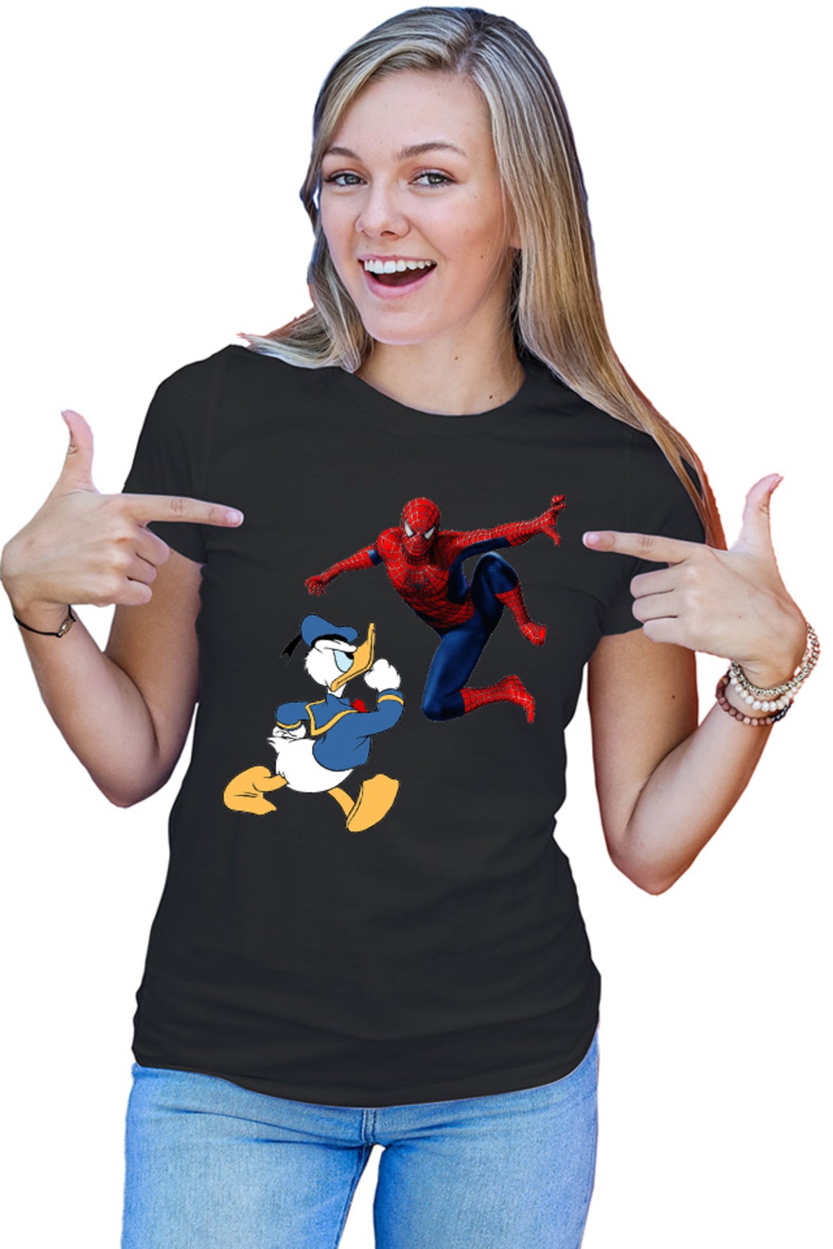 Tricou dama Donald Duck Spiderman Web Marvel DC Disney Angry