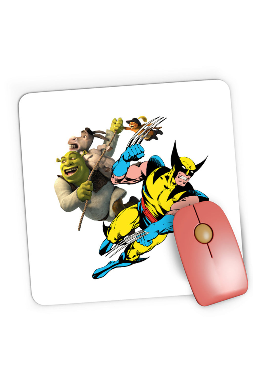 Mousepad Gaming Wolverine Shrek Rope Marvel DC, 21x19 cm