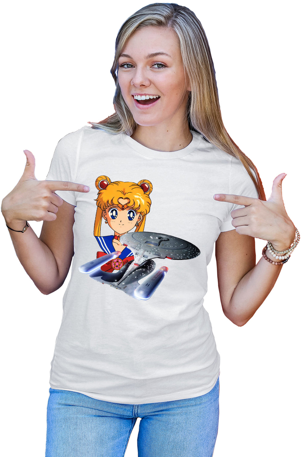 Tricou dama Star Trek Sailor Moon Enterprise Starship