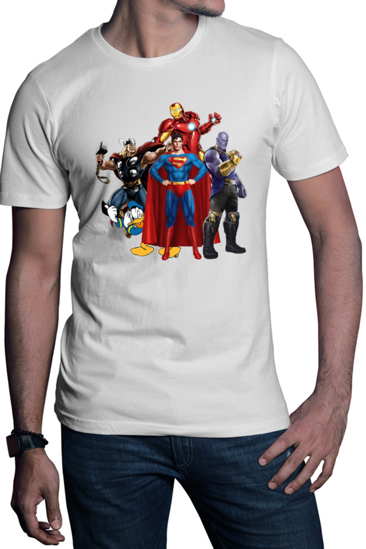 Tricou barbati Thor Donald Duck Superman Ironman Thanos Villian Hero Cool