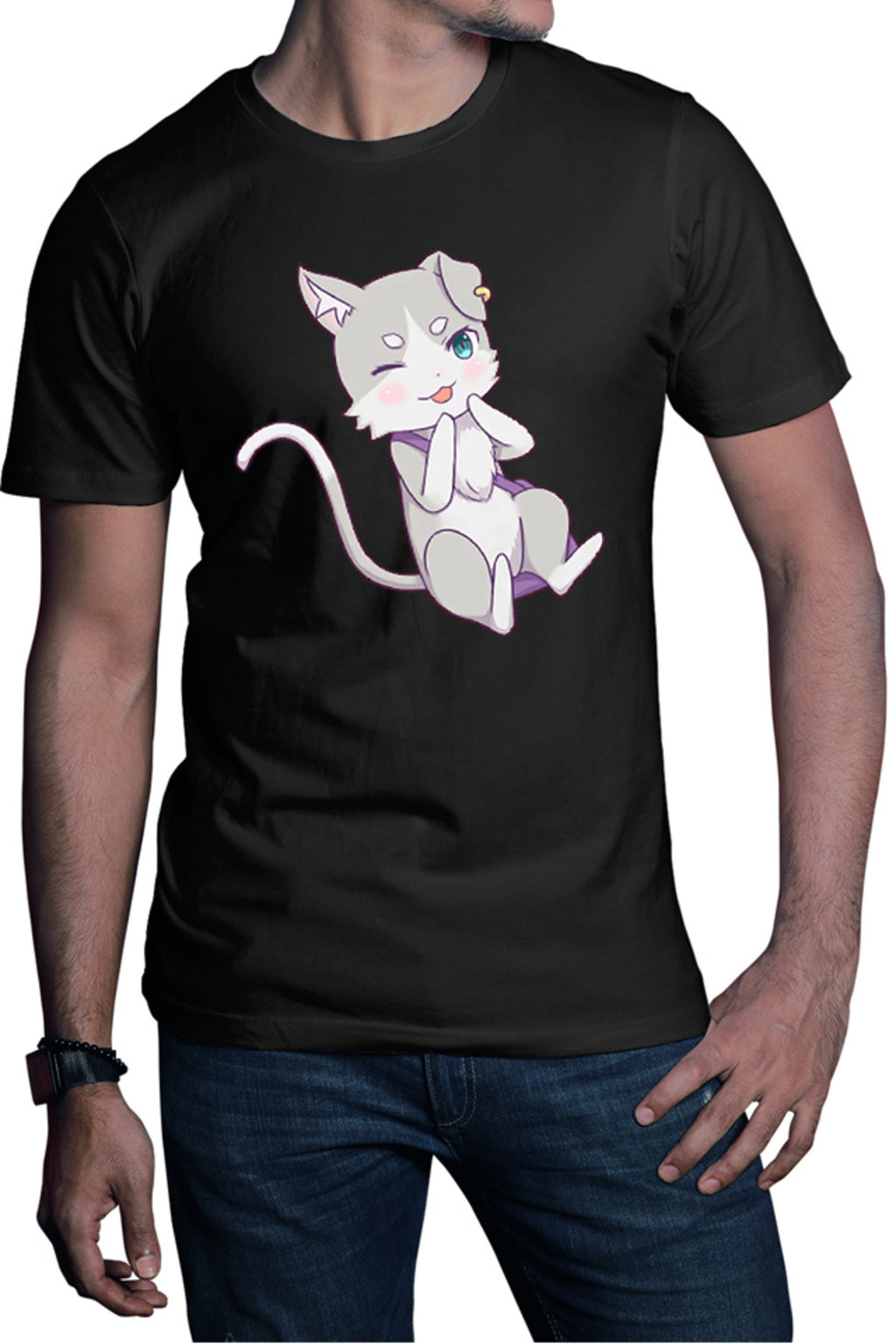 Tricou barbati Re Zero Emilia's Cat Kawaii Magic Action Paranormal