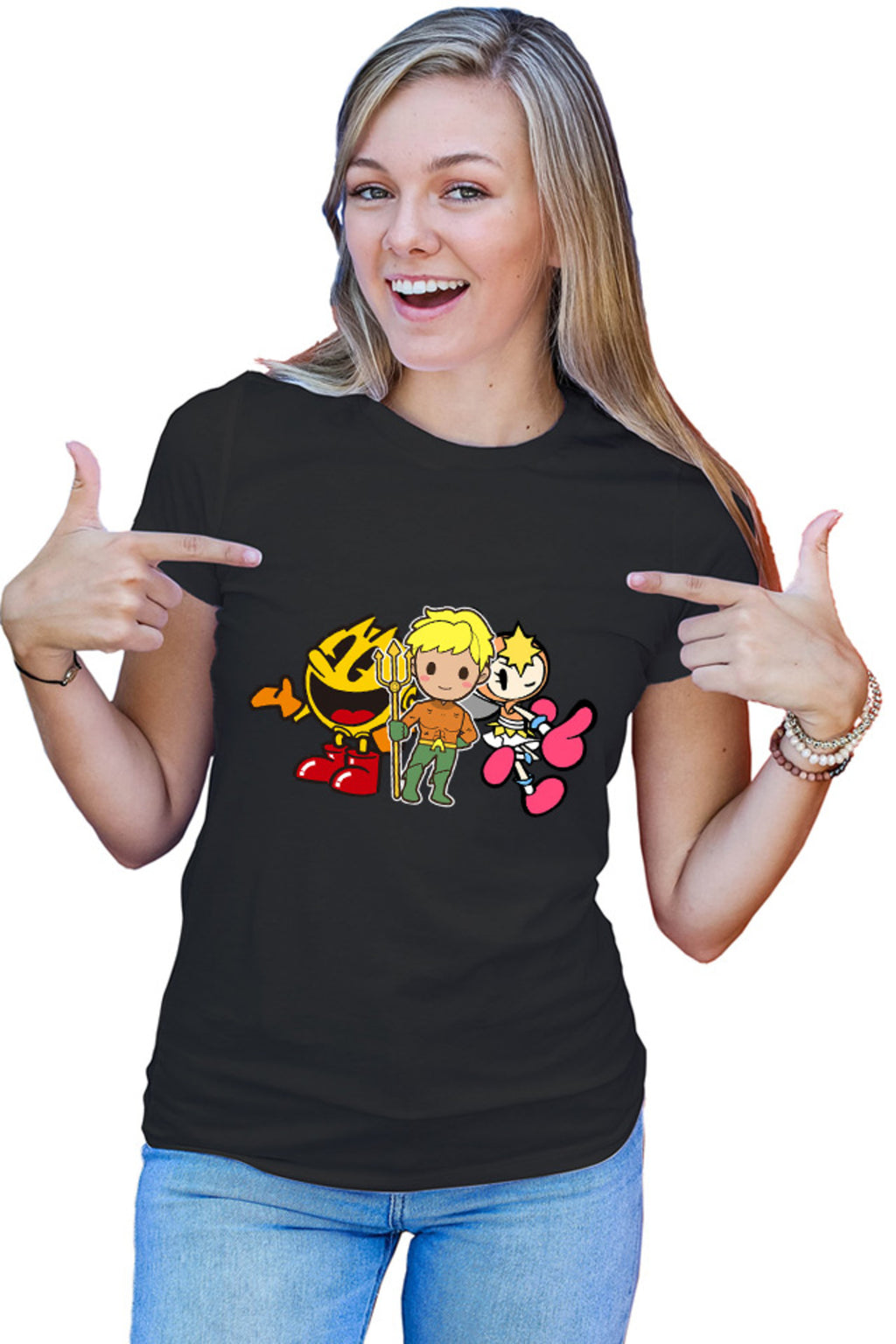 Tricou dama Aquaman Pac Man Bubble Bomberman Lady Action