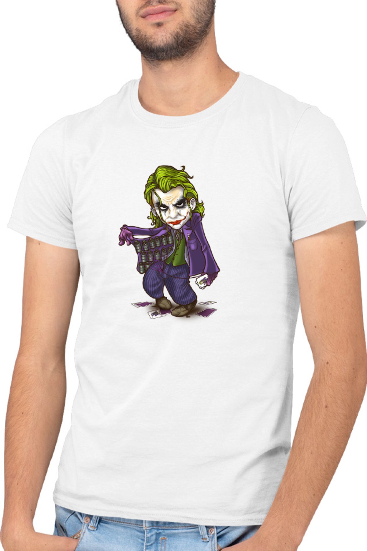 Tricou barbati Joker Ace Cards Chibi Cool