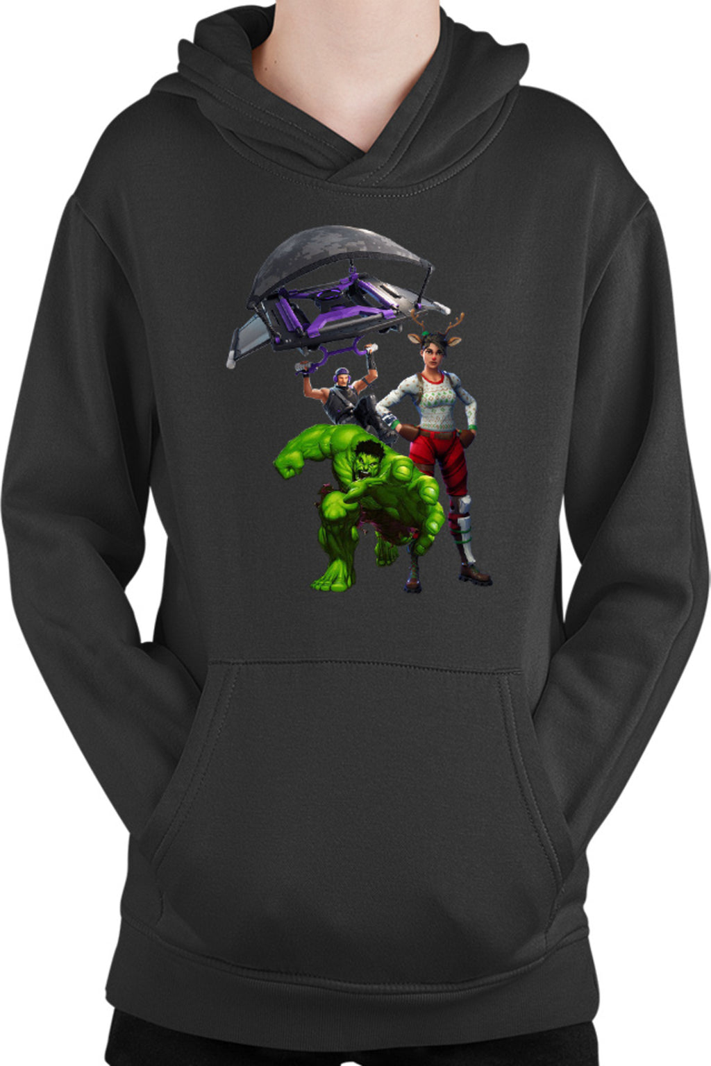 Hanorac copii Hulk Fortnite Jump Parachute America Captain